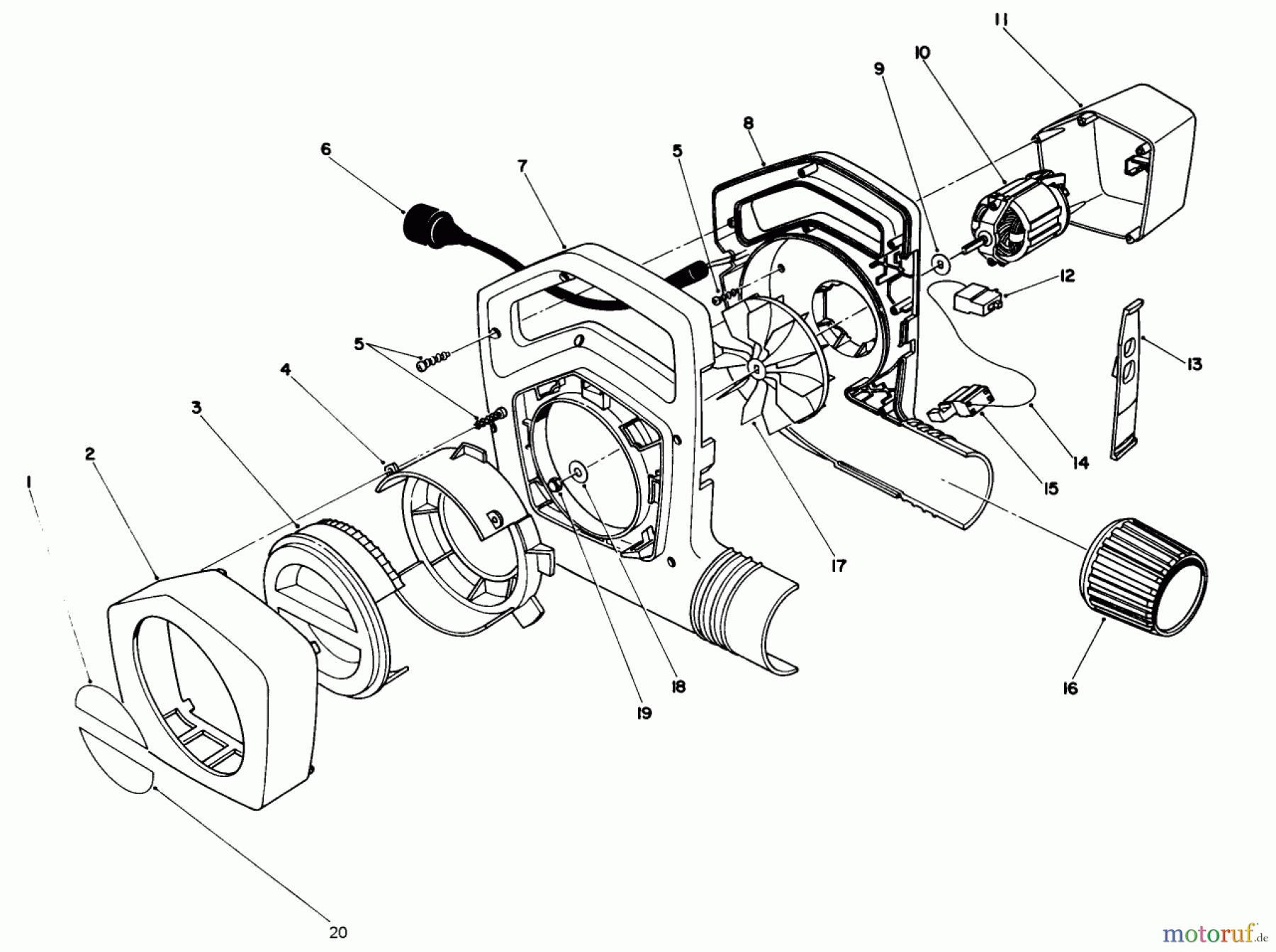  Toro Neu Blowers/Vacuums/Chippers/Shredders 51545 (550 TBX) - Toro 550 TBX Rake-O-Vac, 1986 (6000001-6999999) BLOWER ASSEMBLY