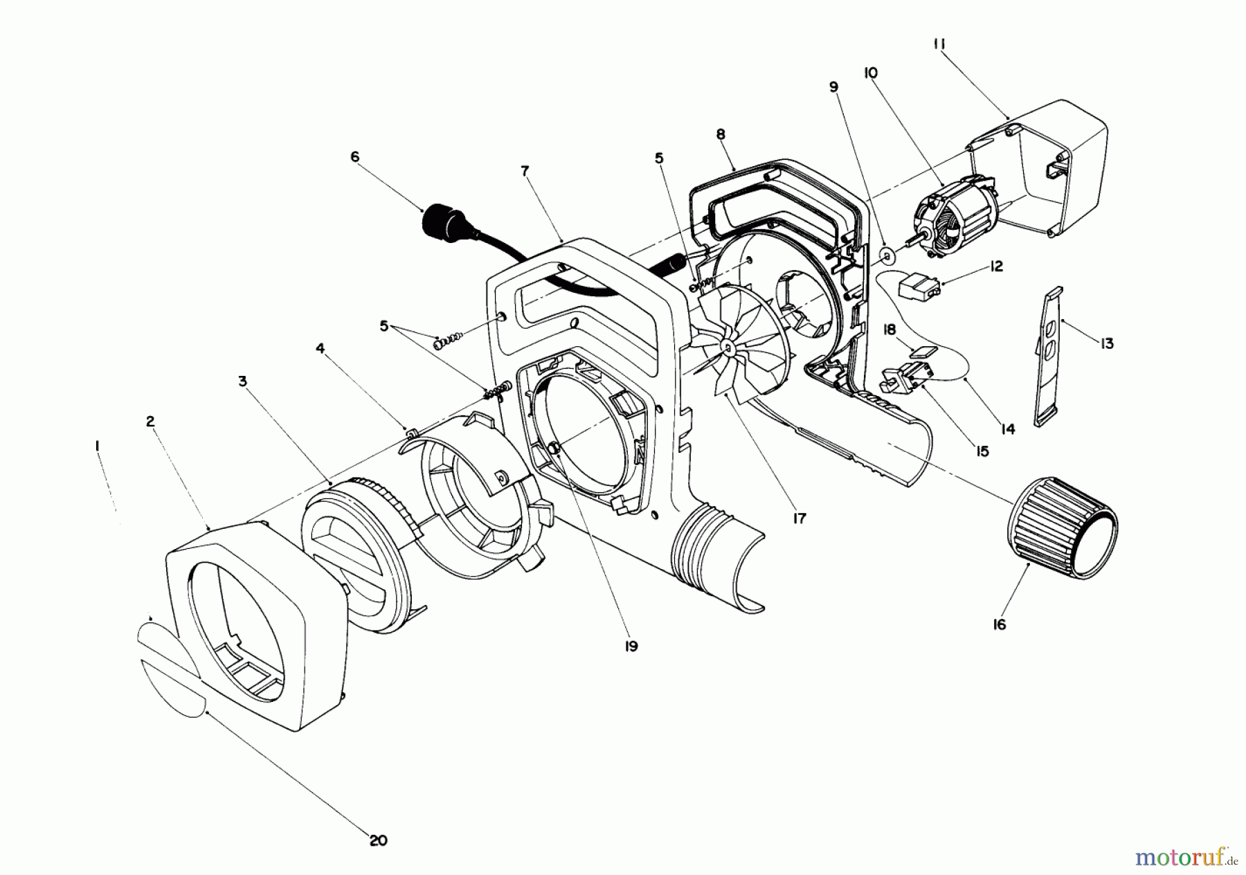 Toro Neu Blowers/Vacuums/Chippers/Shredders 51545 (550 TBX) - Toro 550 TBX Rake-O-Vac, 1989 (9000001-9999999) BLOWER ASSEMBLY