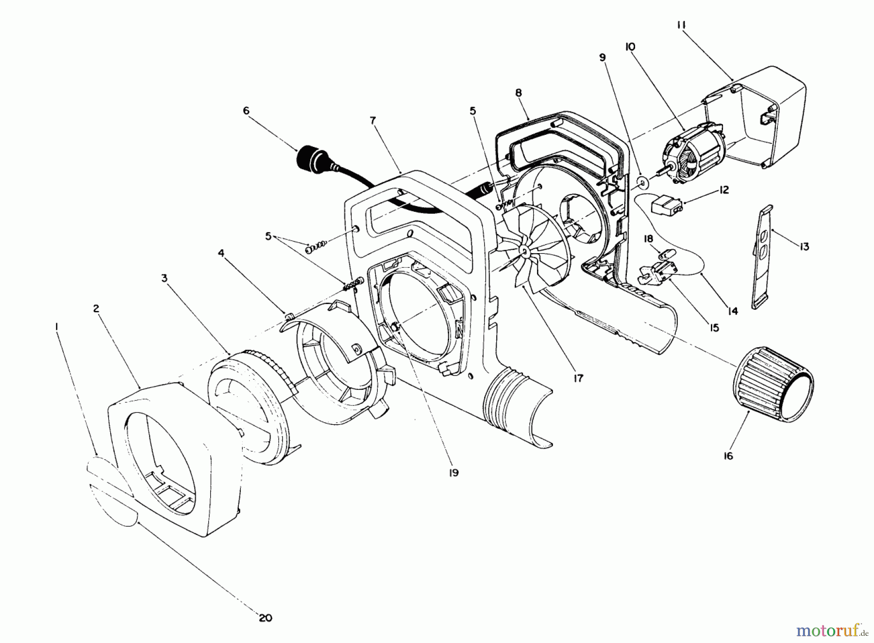 Toro Neu Blowers/Vacuums/Chippers/Shredders 51545 (550 TBX) - Toro 550 TBX Rake-O-Vac, 1990 (0000001-0999999) BLOWER ASSEMBLY