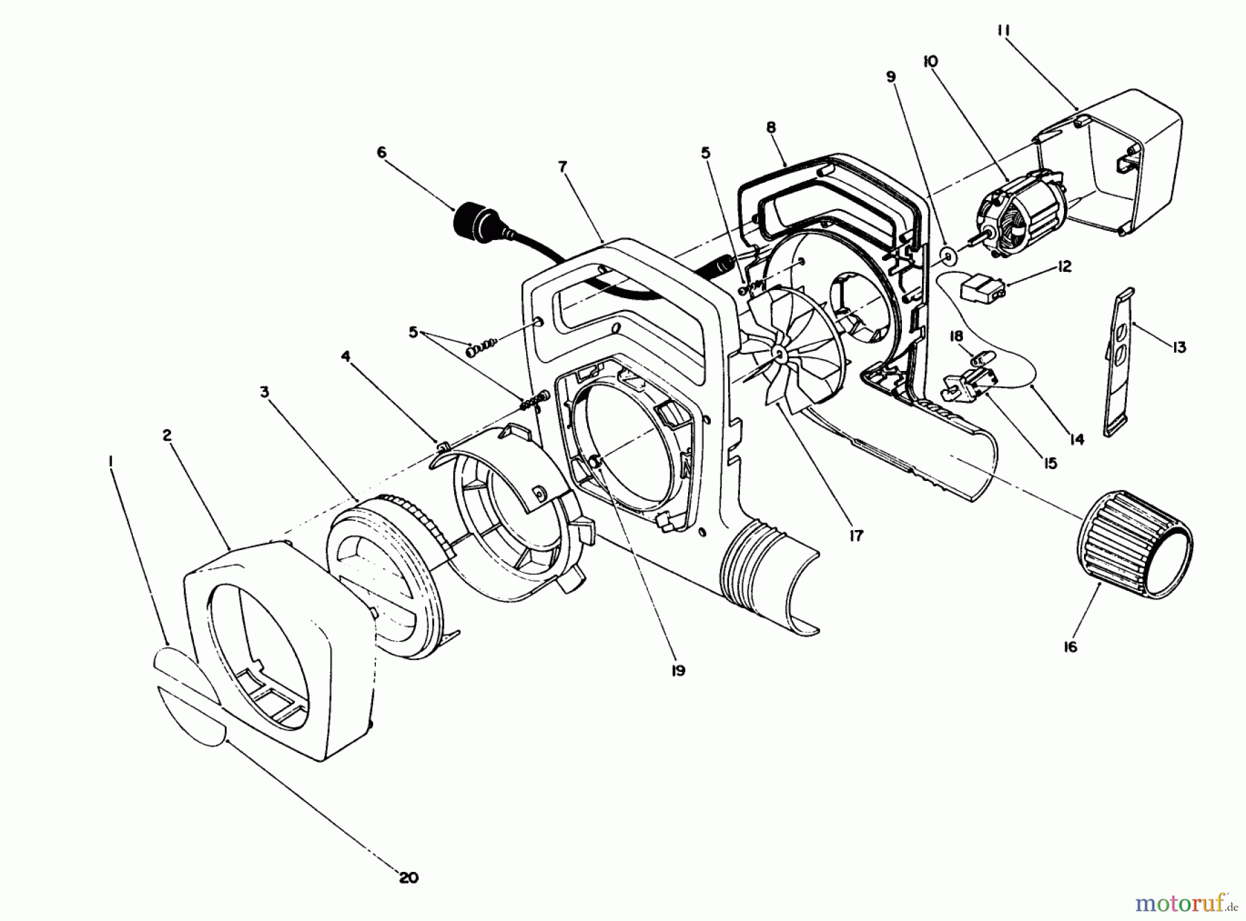  Toro Neu Blowers/Vacuums/Chippers/Shredders 51535 (450 TX) - Toro 450 TX Air Rake, 1991 (1000001-1999999) BLOWER ASSEMBLY