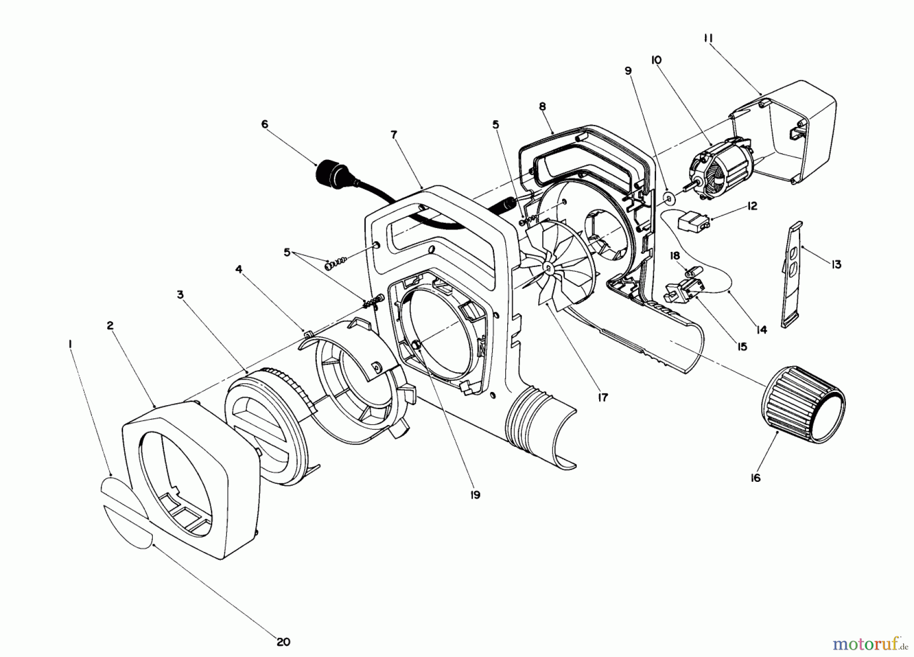 Toro Neu Blowers/Vacuums/Chippers/Shredders 51545C (550 TBX) - Toro 550 TBX Rake-O-Vac, 1988 (8000001-8999999) BLOWER ASSEMBLY