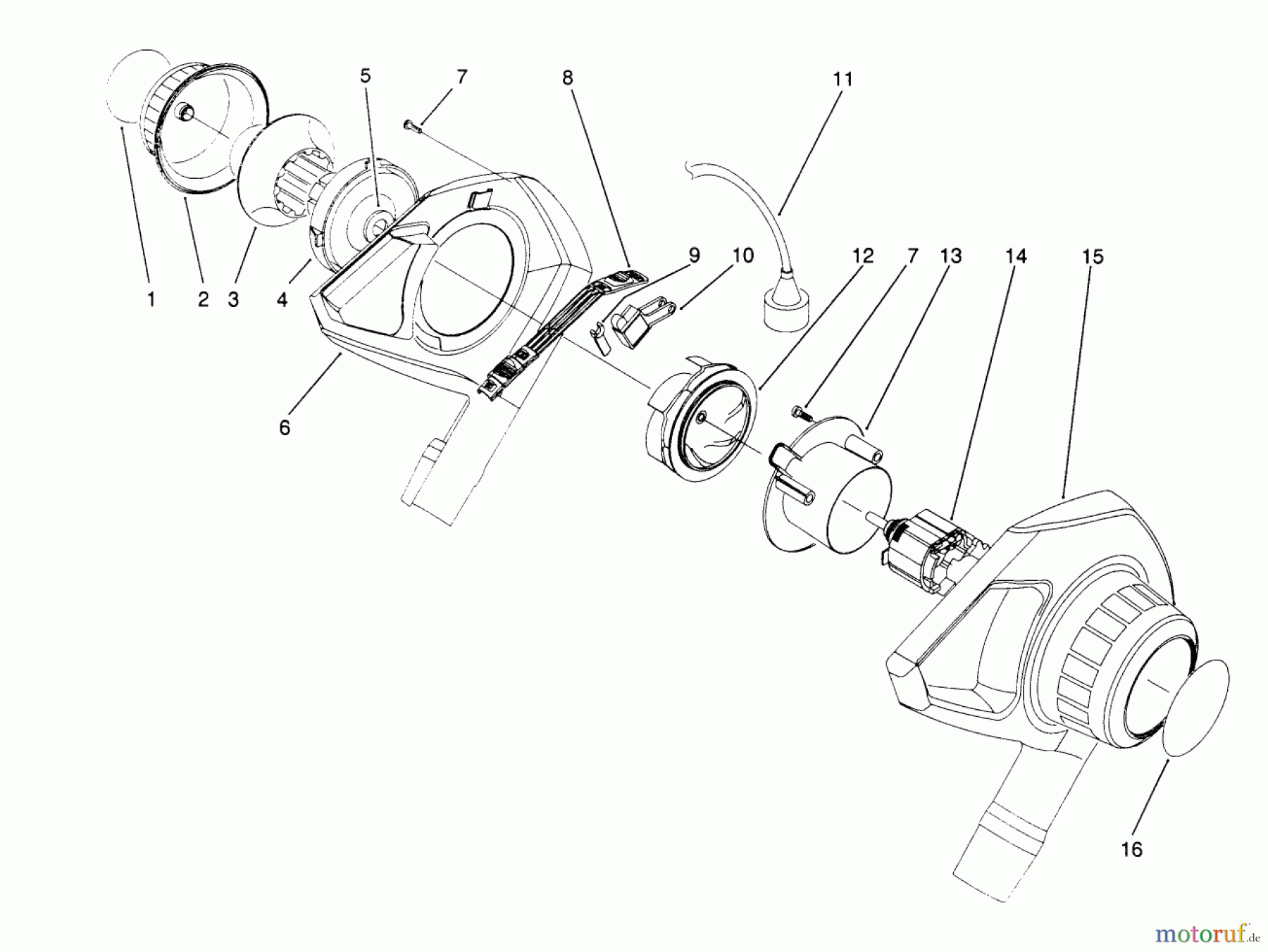 Toro Neu Blowers/Vacuums/Chippers/Shredders 51537 (600) - Toro 600 TX Air Rake, 1991 (1000001-1999999) BLOWER ASSEMBLY