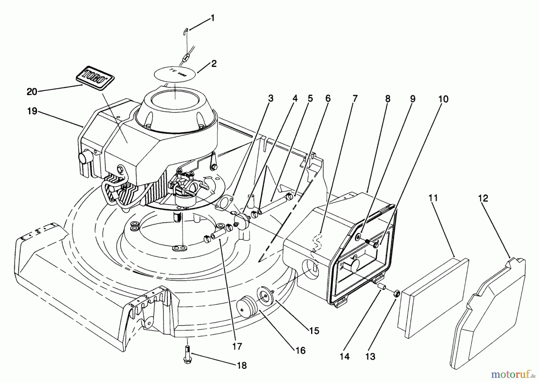 Toro Neu Mowers, Walk-Behind Seite 2 22581 - Toro Lawnmower, 1991 (1000001-1999999) ENGINE ASSEMBLY