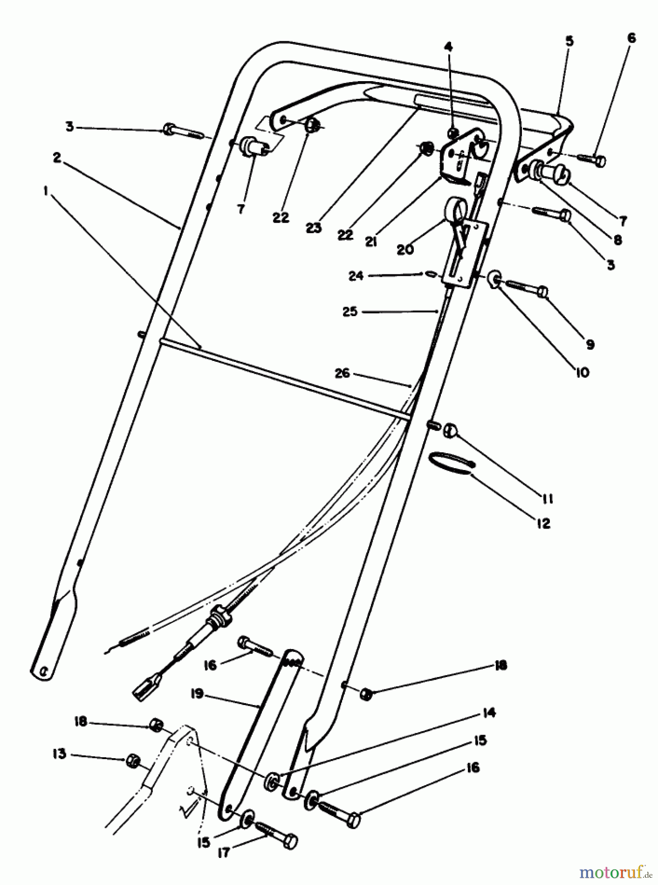  Toro Neu Mowers, Walk-Behind Seite 2 22622 - Toro Lawnmower, 1992 (2000001-2999999) HANDLE ASSEMBLY
