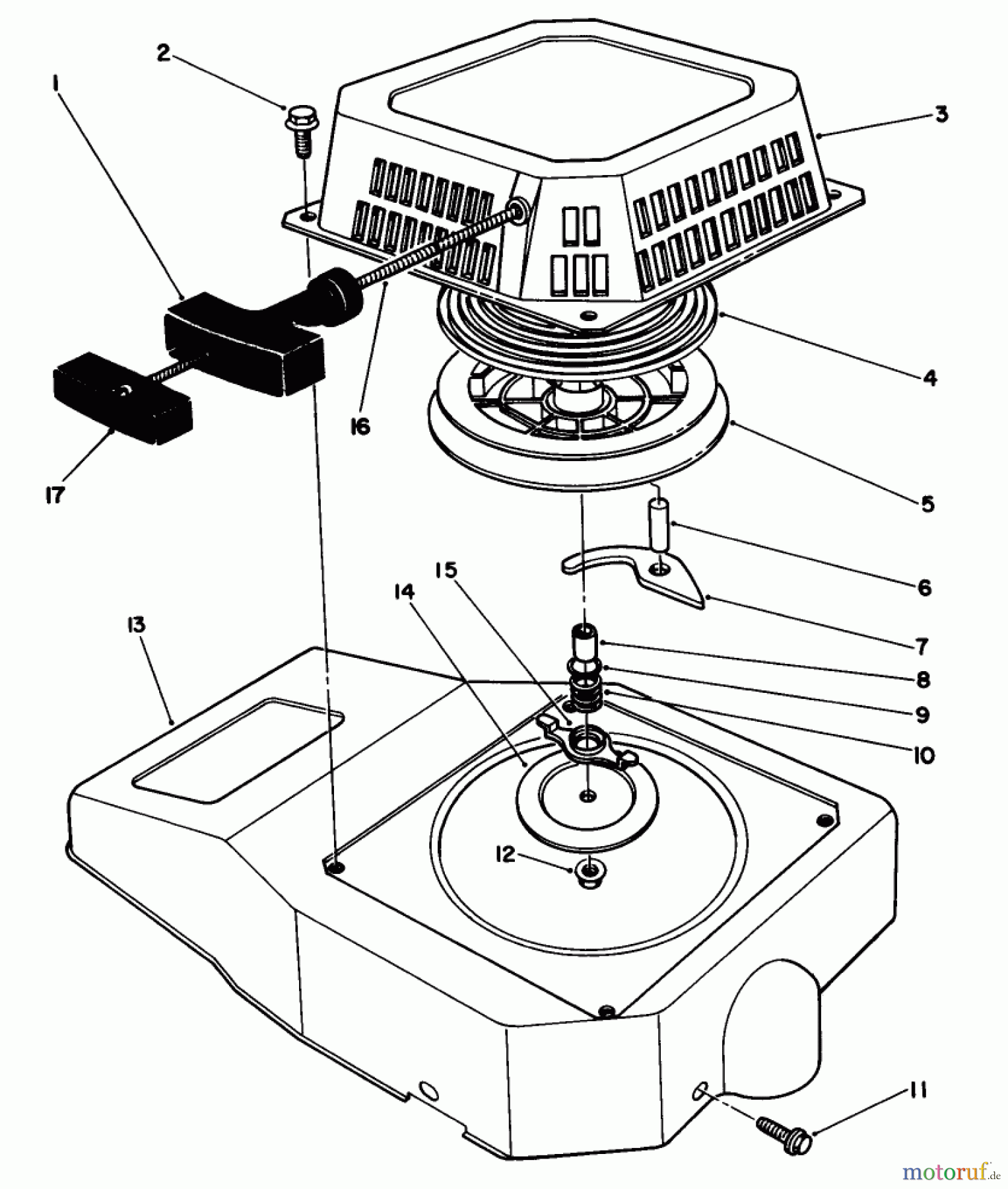 Toro Neu Mowers, Walk-Behind Seite 2 22622 - Toro Lawnmower, 1992 (2000001-2999999) RECOIL ASSEMBLY (ENGINE MODEL NO. VML0-4)