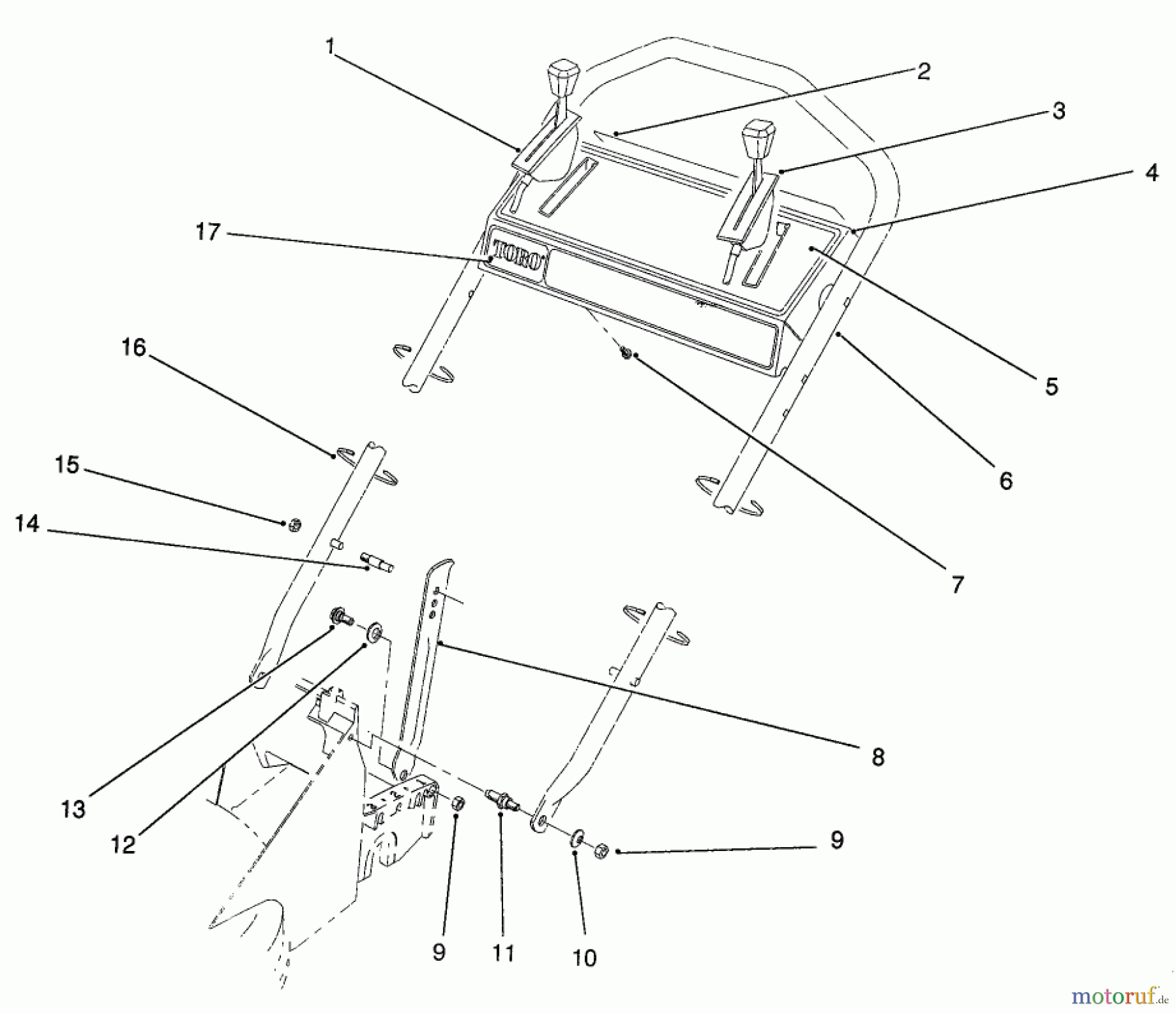  Toro Neu Mowers, Walk-Behind Seite 2 22623 - Toro Lawnmower, 1987 (7000001-7999999) HANDLE ASSEMBLY