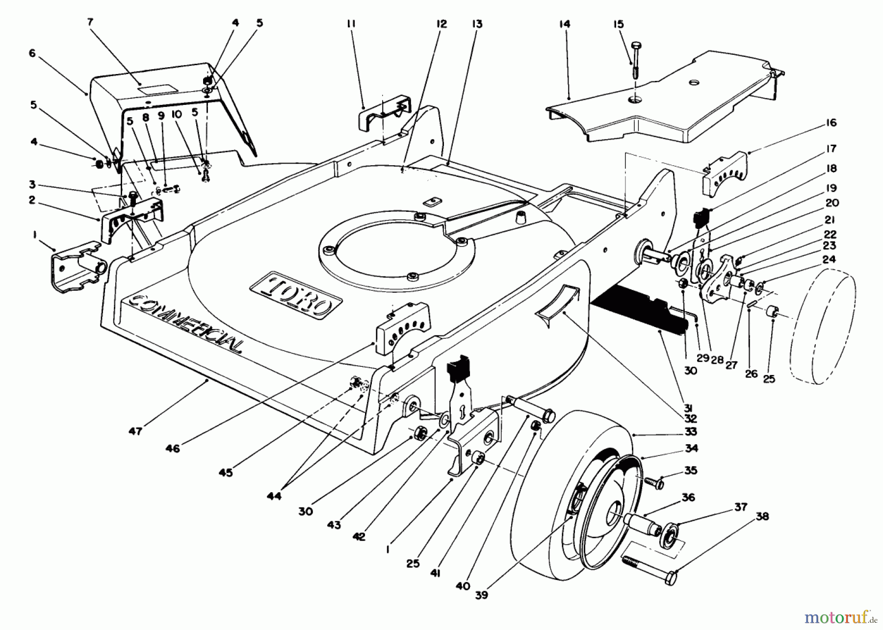  Toro Neu Mowers, Walk-Behind Seite 2 22710C - Toro Lawnmower, 1989 (SN 9900001-9999999) HOUSING ASSEMBLY