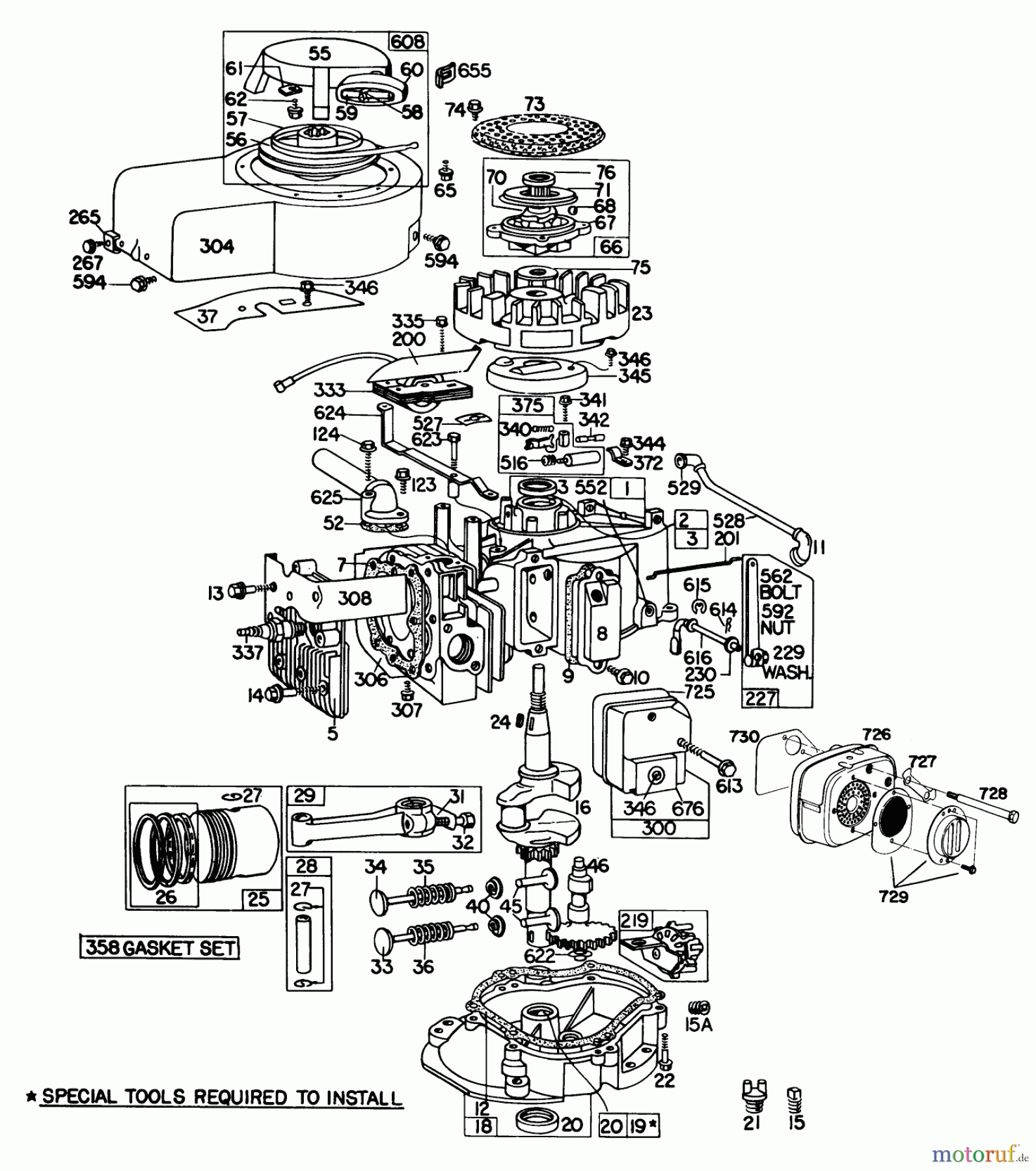 Toro Neu Mowers, Walk-Behind Seite 2 23177 - Toro Lawnmower, 1977 (7000001-7999999) ENGINE BRIGGS & STRATTON ENGINE MODEL 130902-0509-01