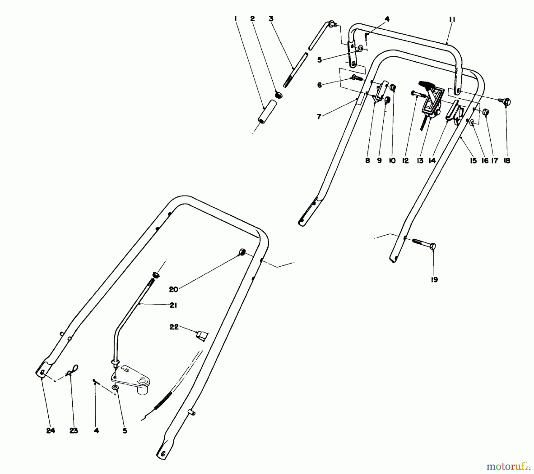  Toro Neu Mowers, Walk-Behind Seite 2 23177 - Toro Lawnmower, 1977 (7000001-7999999) HANDLE ASSEMBLY