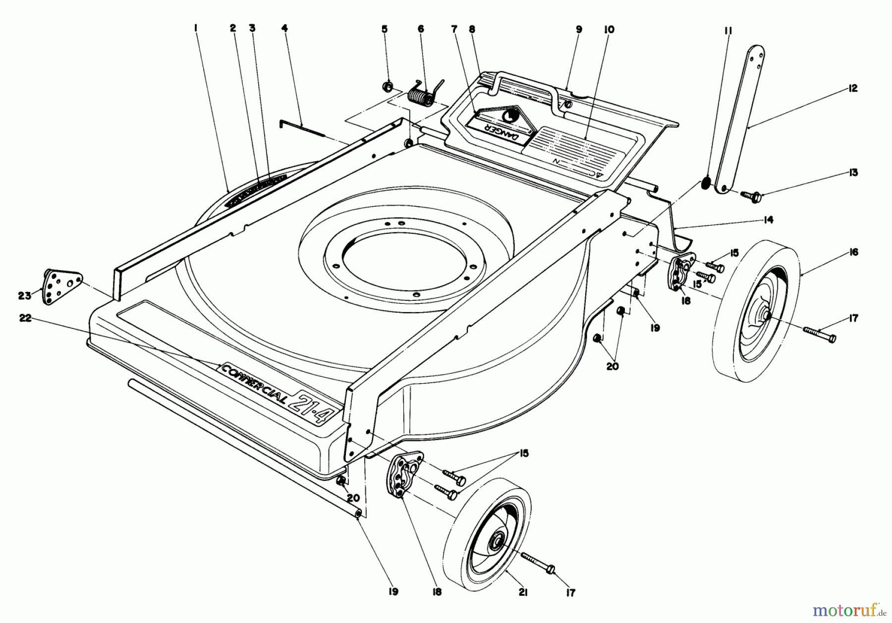  Toro Neu Mowers, Walk-Behind Seite 2 23450 - Toro Lawnmower, 1980 (0000001-0999999) MOWER HOUSING ASSEMBLY