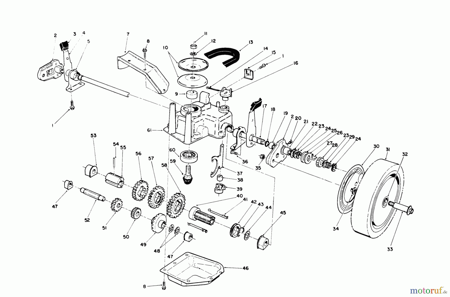 Toro Neu Mowers, Walk-Behind Seite 2 26620BG - Toro Lawnmower, 1990 (0009001-0999999) GEAR CASE ASSEMBLY (FOR MODEL 26620B-0900101 THRU 0900861, MODEL 26620BG-09000101 THRU 090121)
