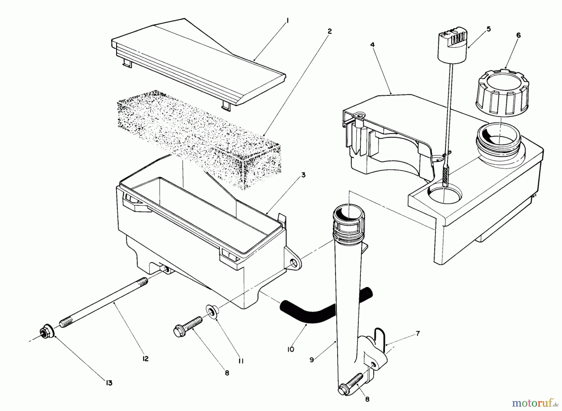  Toro Neu Mowers, Walk-Behind Seite 2 26620BG - Toro Lawnmower, 1991 (1000001-1999999) AIR CLEANER & FUEL TANK ASSEMBLY (ENGINE NO. VM140)