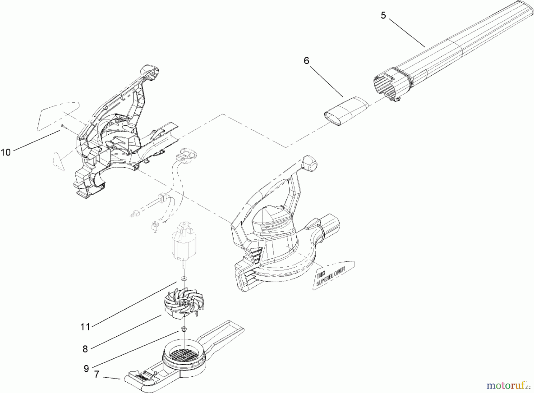 Toro Neu Blowers/Vacuums/Chippers/Shredders 51552 (325) - Toro Super 325 Blower/Vac, 2005 (250000001-250999999) BLOWER AND TUBE ASSEMBLY