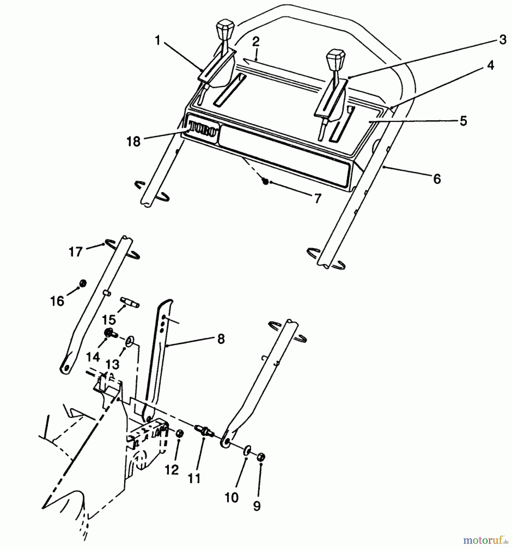  Toro Neu Mowers, Walk-Behind Seite 2 26620CG - Toro Lawnmower, 1989 (9000001-9999999) HANDLE ASSEMBLY