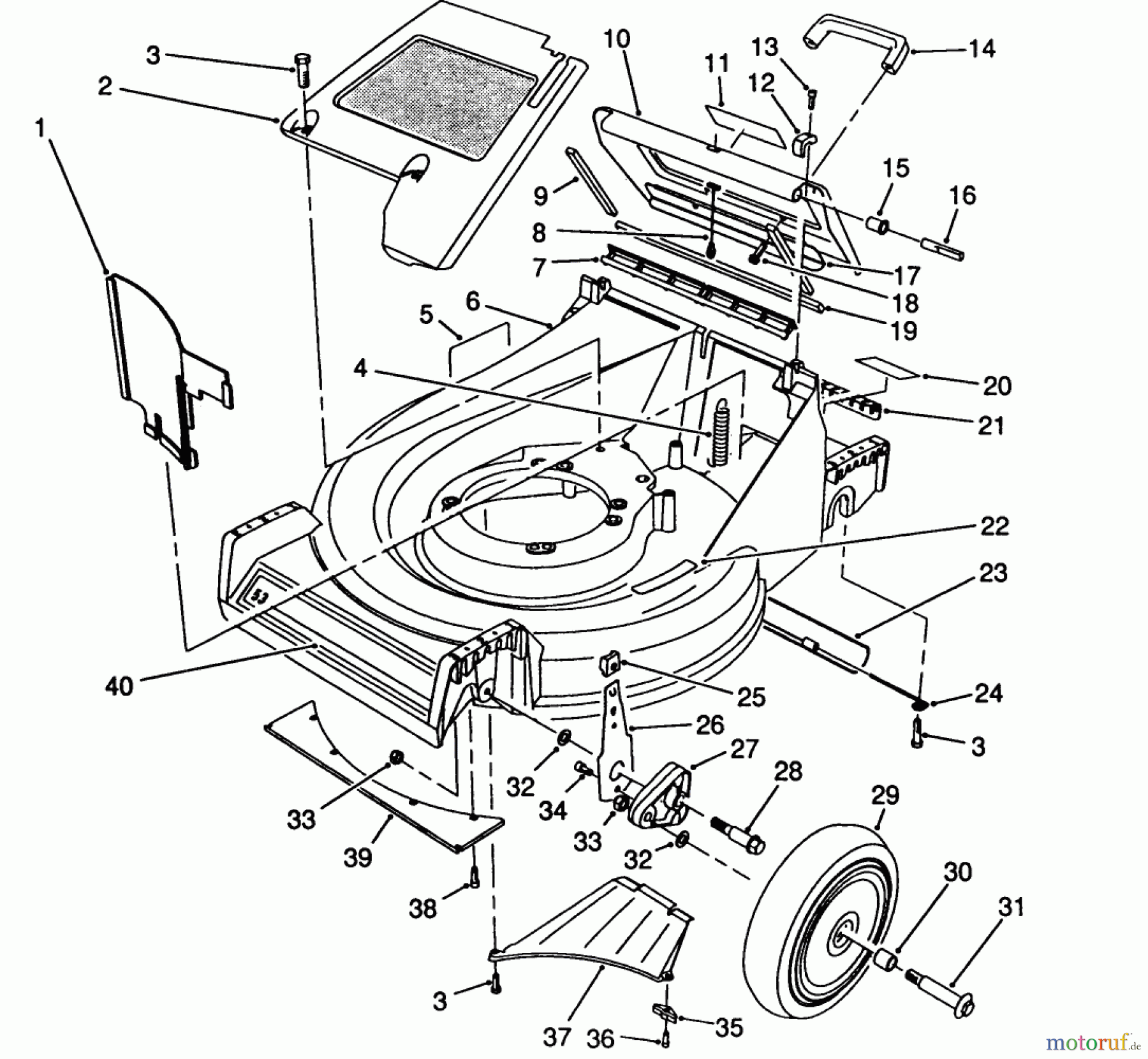 Toro Neu Mowers, Walk-Behind Seite 2 26620C - Toro Lawnmower, 1989 (9000001-9999999) HOUSING ASSEMBLY