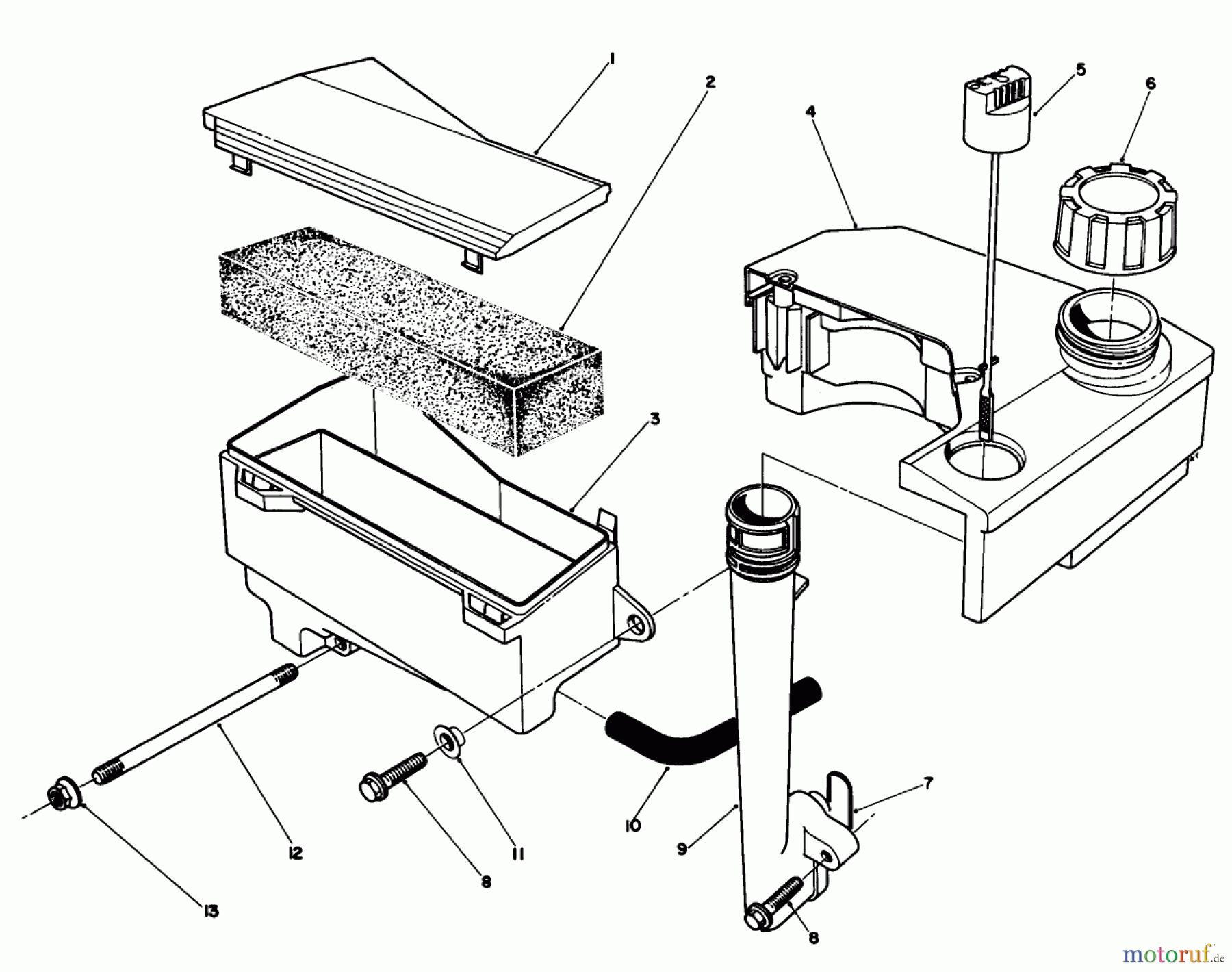 Toro Neu Mowers, Walk-Behind Seite 2 26621B - Toro Lawnmower, 1992 (2000001-2999999) AIR CLEANER & FUEL TANK ASSEMBLY (ENGINE MODEL NO. VMM1-2)