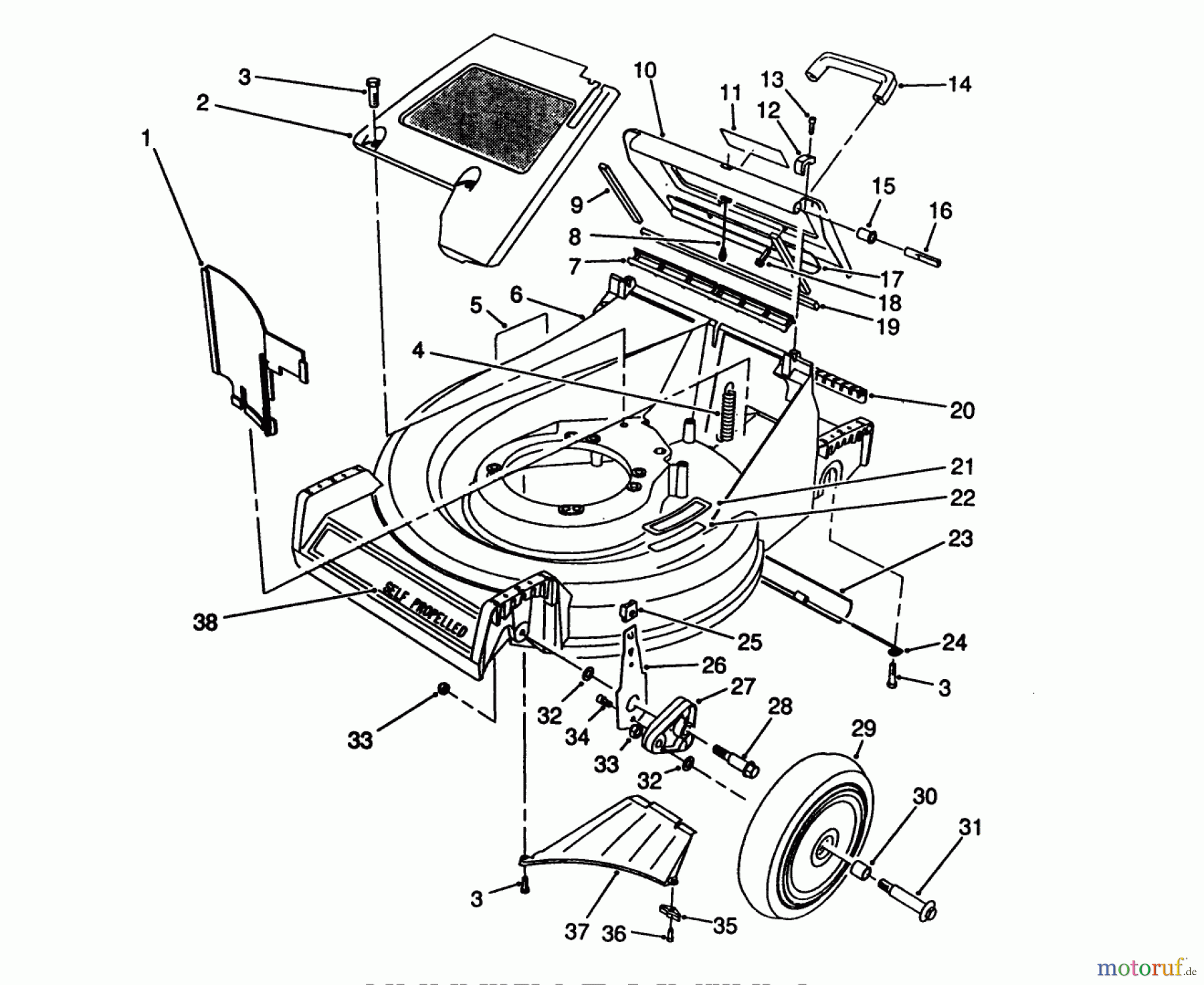 Toro Neu Mowers, Walk-Behind Seite 2 26622 - Toro Lawnmower, 1990 (0000001-0003100) HOUSING ASSEMBLY