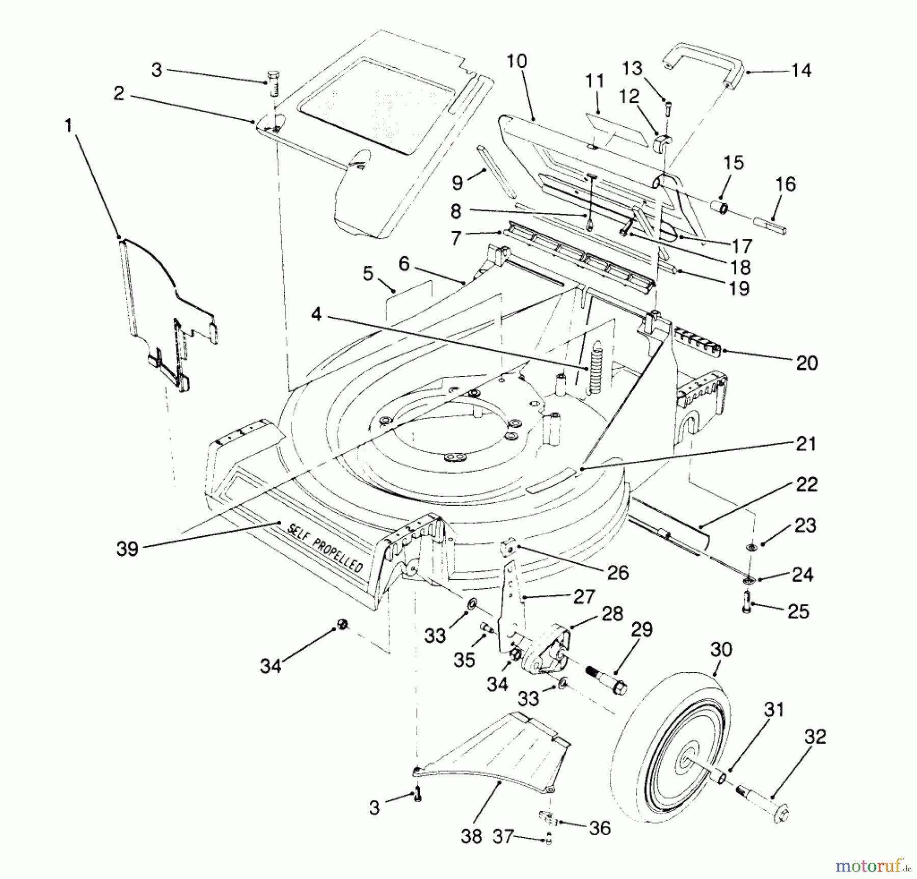  Toro Neu Mowers, Walk-Behind Seite 2 26623 - Toro Lawnmower, 1990 (0000001-0999999) HOUSING ASSEMBLY