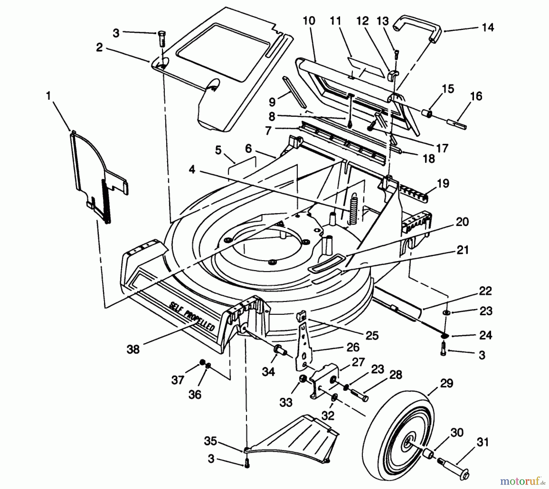 Toro Neu Mowers, Walk-Behind Seite 2 26624 - Toro Lawnmower, 1988 (8000001-8999999) HOUSING ASSEMBLY