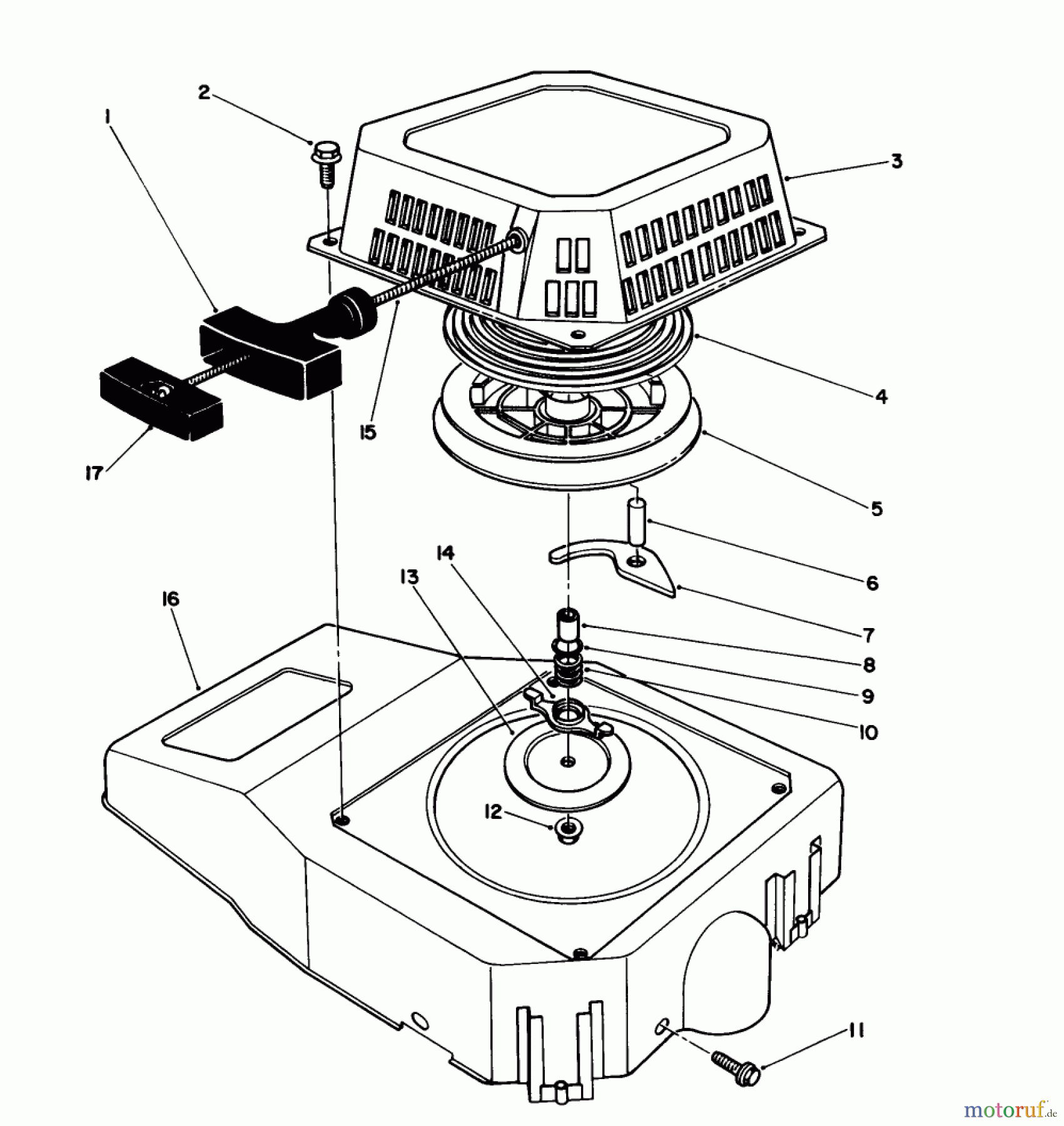 Toro Neu Mowers, Walk-Behind Seite 2 26624 - Toro Lawnmower, 1988 (8000001-8999999) RECOIL ASSEMBLY (MODEL NO. VMH7)