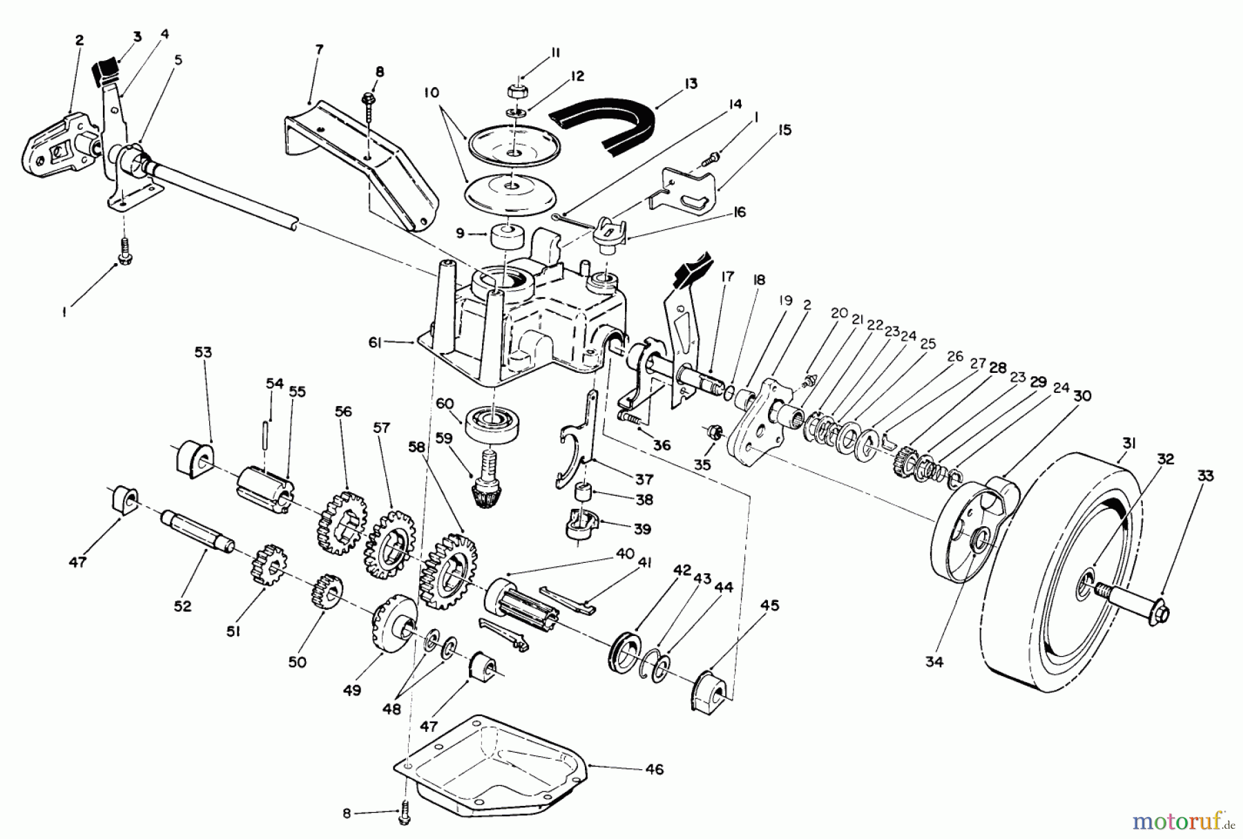  Toro Neu Mowers, Walk-Behind Seite 2 26625BG - Toro Lawnmower, 1991 (1000001-1999999) GEAR CASE ASSEMBLY
