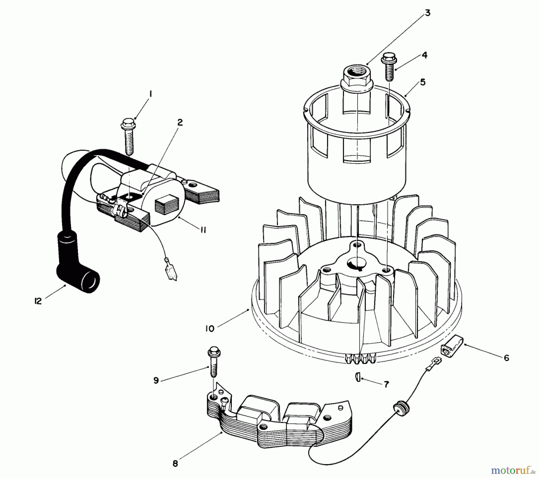 Toro Neu Mowers, Walk-Behind Seite 2 26625B - Toro Lawnmower, 1991 (1000001-1999999) MAGNETO & FLYWHEEL ASSEMBLY (ENGINE NO. VML0-5)