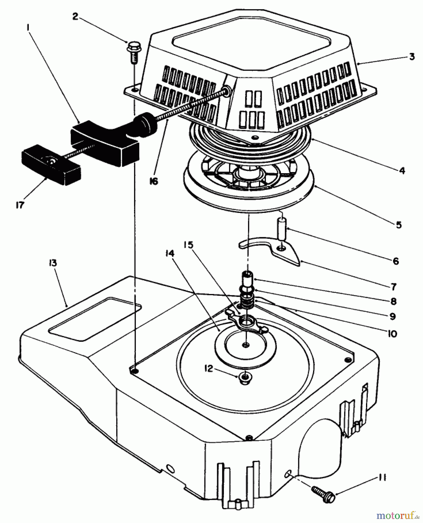  Toro Neu Mowers, Walk-Behind Seite 2 26626 - Toro Lawnmower, 1991 (1000001-1999999) RECOIL ASSEMBLY (ENGINE MODEL NO. VML0-3)