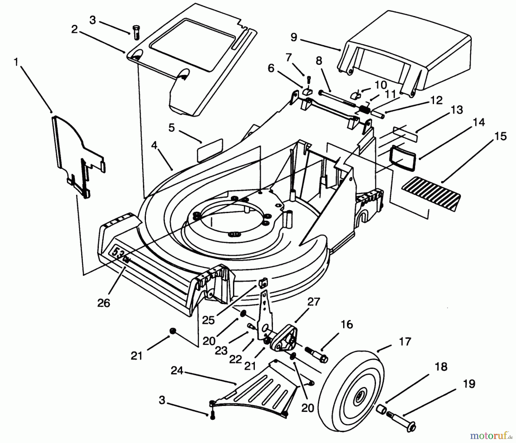  Toro Neu Mowers, Walk-Behind Seite 2 26631B - Toro Lawnmower, 1994 (4900001-4999999) HOUSING ASSEMBLY