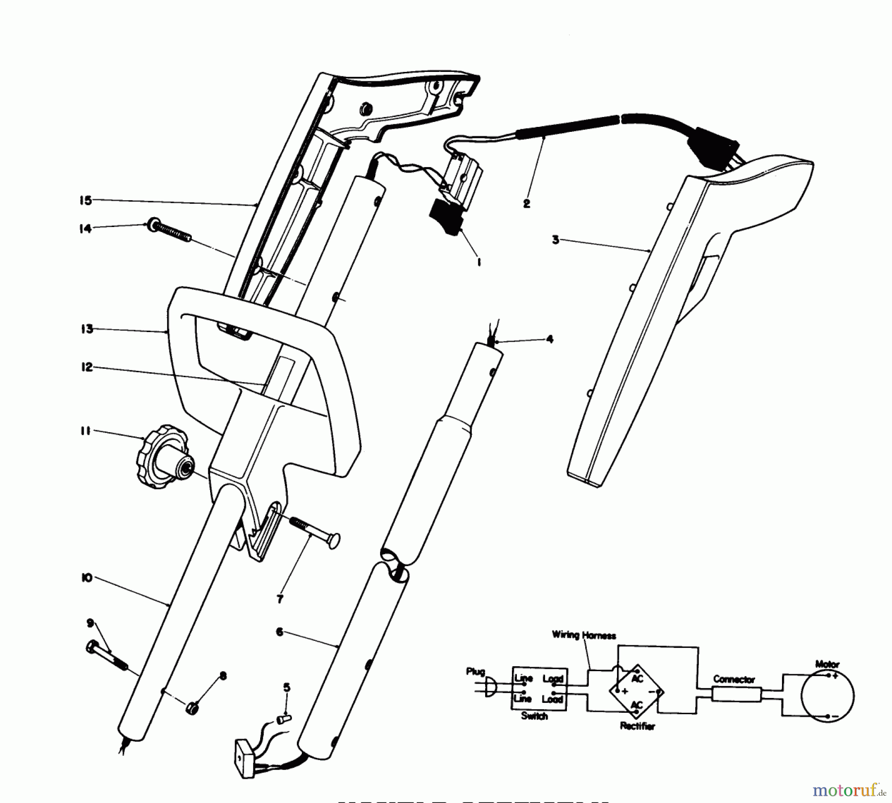 Toro Neu Blowers/Vacuums/Chippers/Shredders 51570 - Toro Yard Blower Vac, 1981 (1000001-1999999) HANDLE ASSEMBLY