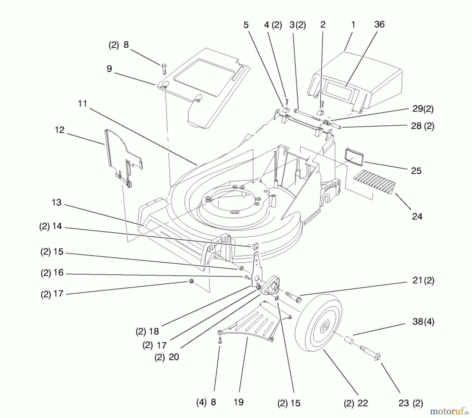 Toro Neu Mowers, Walk-Behind Seite 2 26633 - Toro Lawnmower, 1997 (7900001-7999999) DECK ASSEMBLY