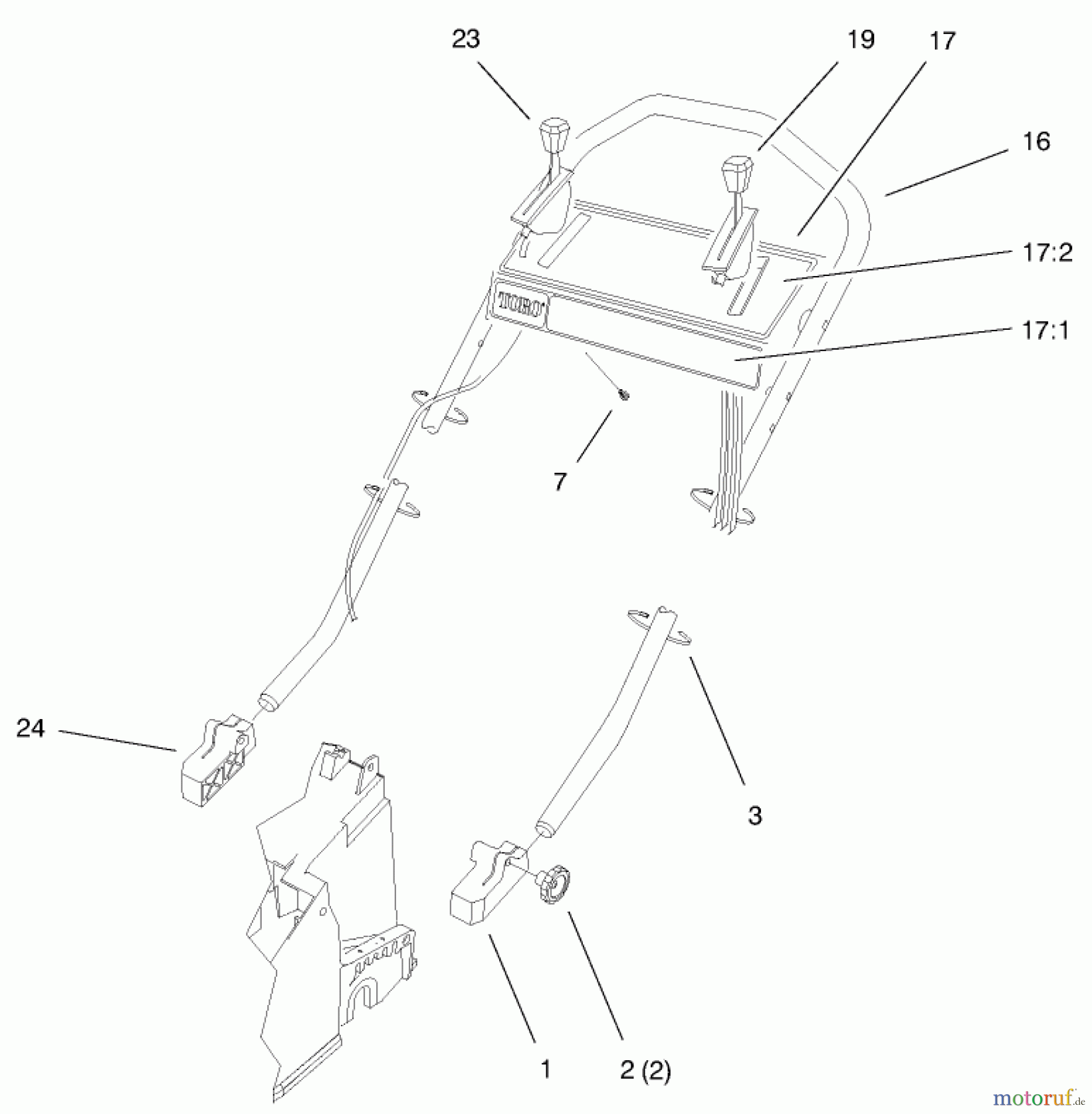  Toro Neu Mowers, Walk-Behind Seite 2 26638 - Toro Lawnmower, 2001 (210000001-210999999) HANDLE ASSEMBLY