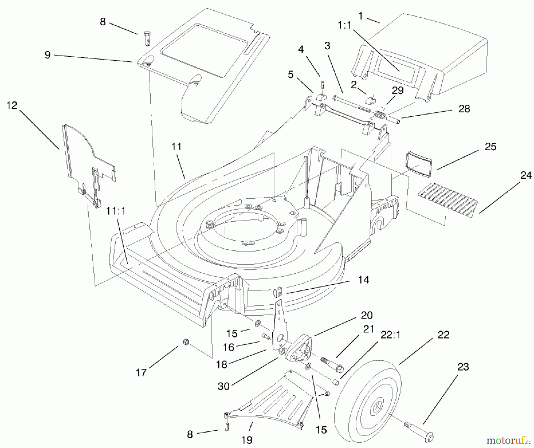  Toro Neu Mowers, Walk-Behind Seite 2 26638 - Toro Lawnmower, 1999 (9900001-9999999) HOUSING ASSEMBLY