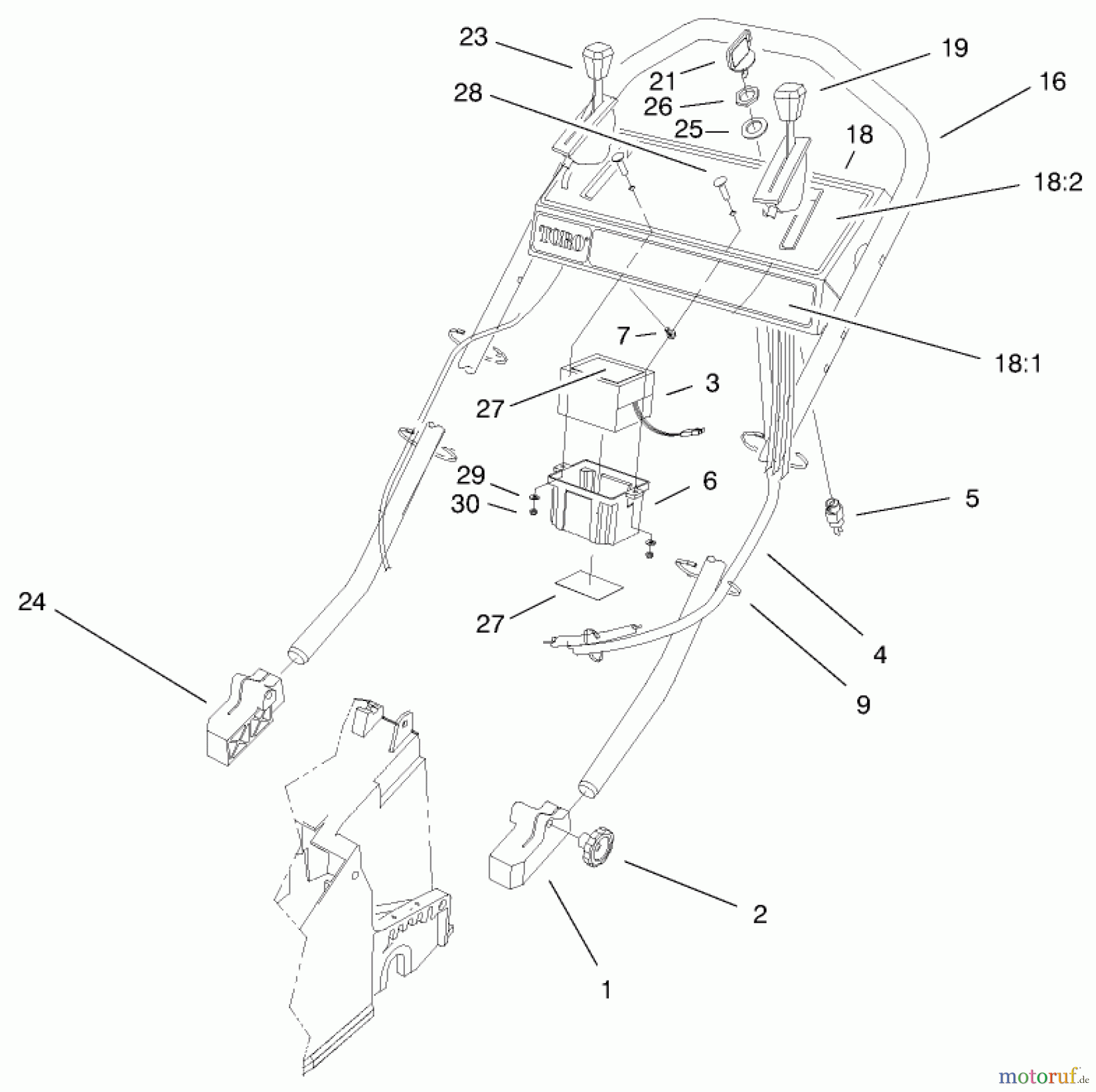 Toro Neu Mowers, Walk-Behind Seite 2 26639 - Toro Lawnmower, 1998 (8900001-8999999) HANDLE ASSEMBLY
