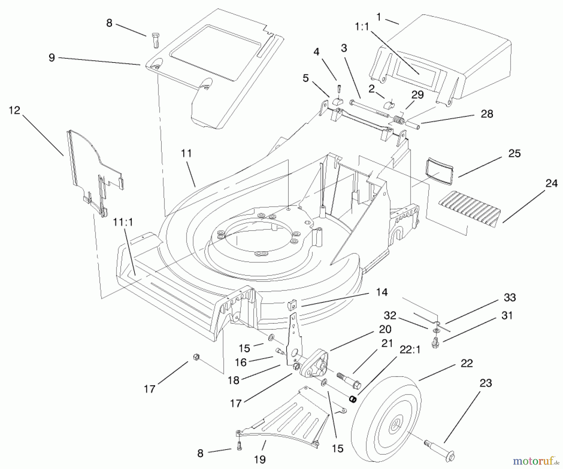 Toro Neu Mowers, Walk-Behind Seite 2 26639 - Toro Lawnmower, 1998 (8900001-8999999) HOUSING ASSEMBLY