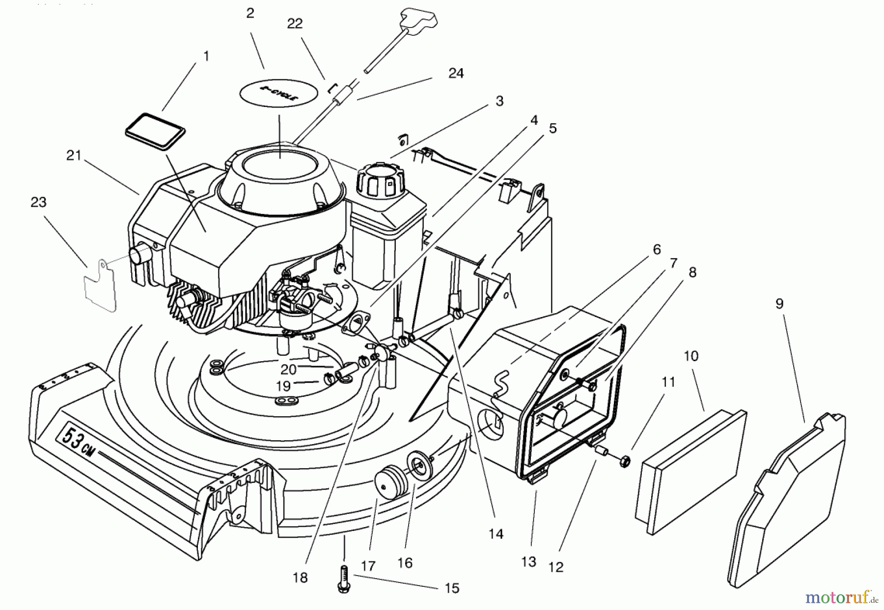Toro Neu Mowers, Walk-Behind Seite 2 26643 - Toro Lawnmower, 1997 (7900001-7999999) ENGINE ASSEMBLY