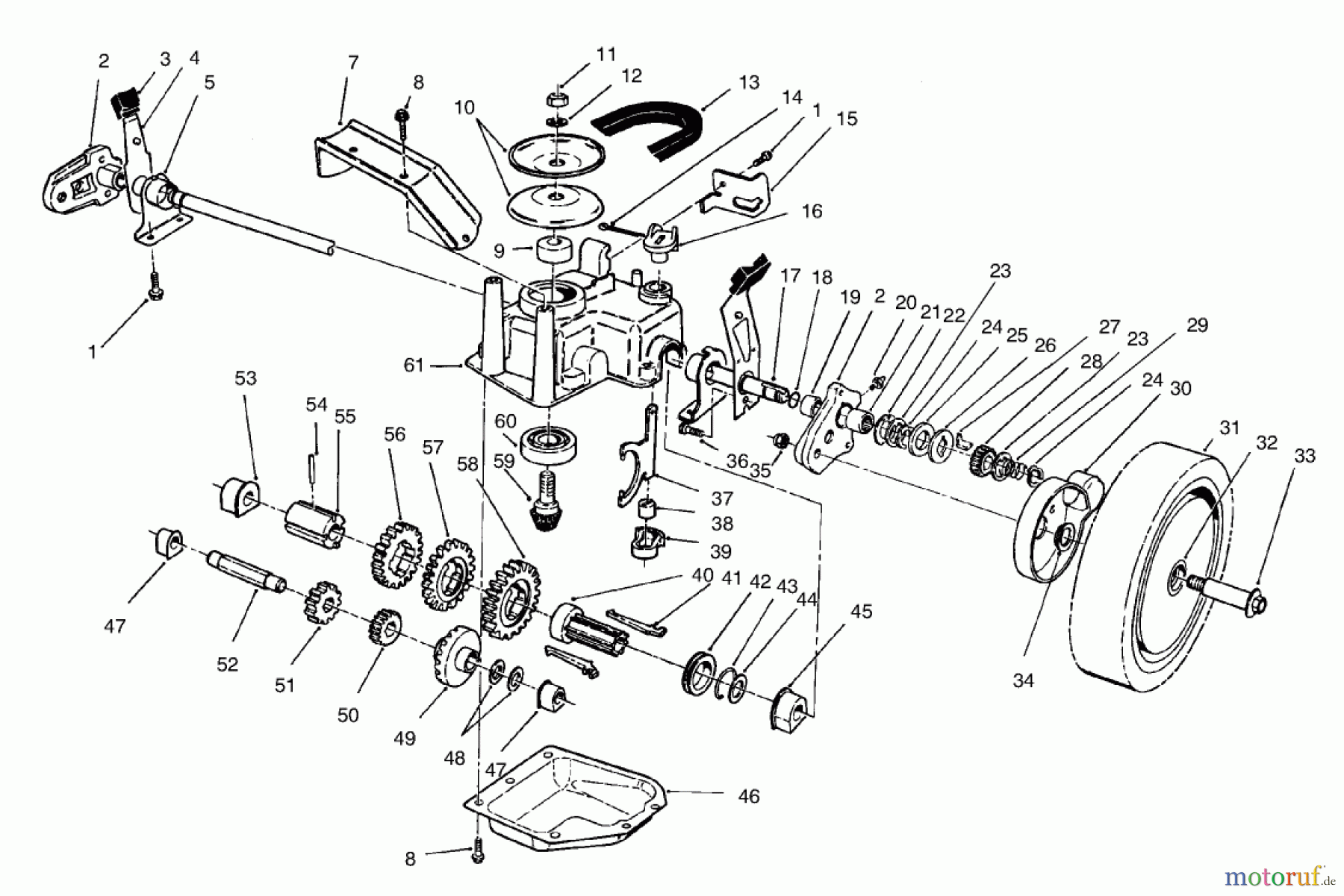  Toro Neu Mowers, Walk-Behind Seite 2 26643B - Toro Lawnmower, 1996 (6900001-6999999) GEAR CASE ASSEMBLY