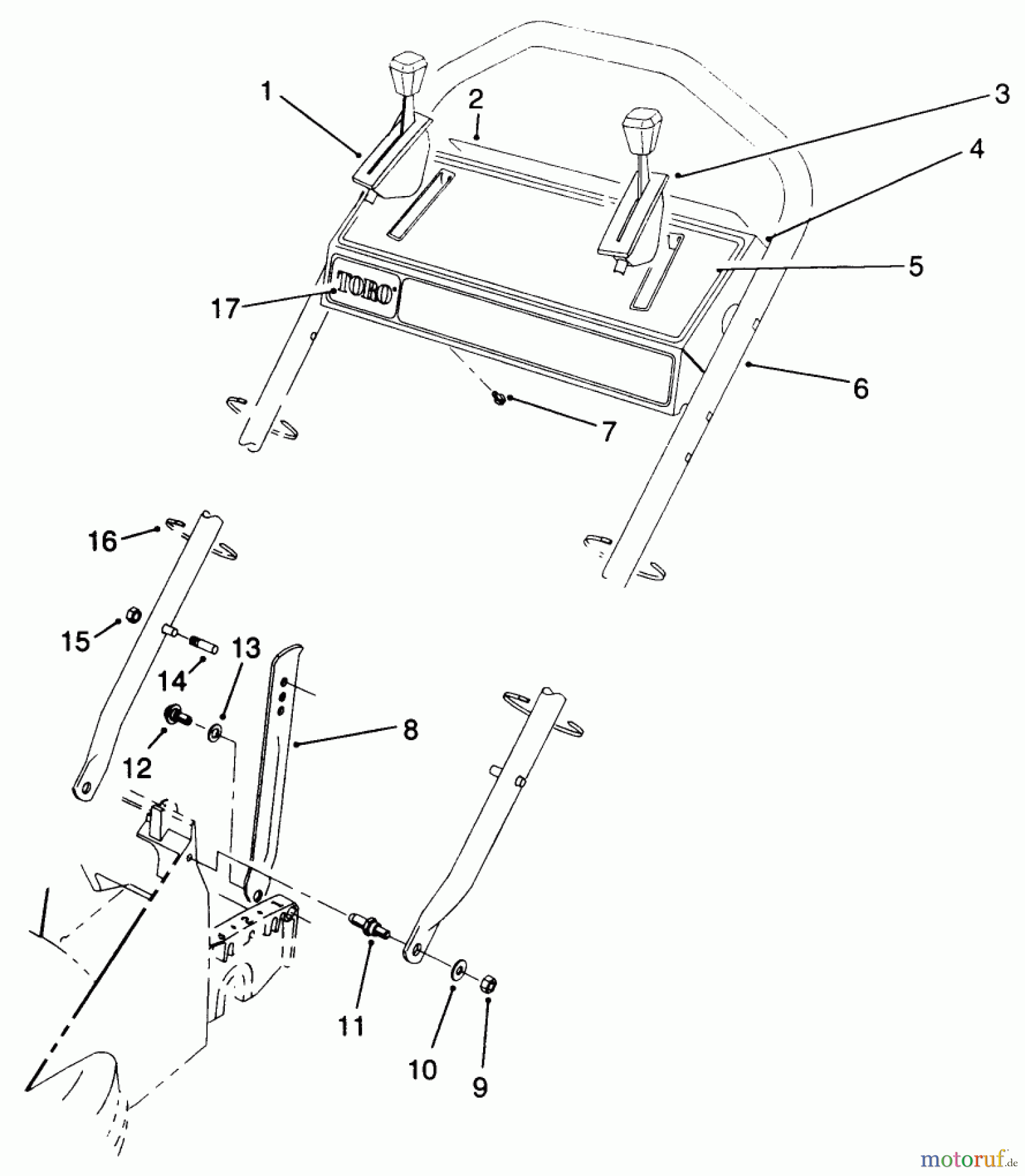 Toro Neu Mowers, Walk-Behind Seite 2 26683 - Toro Lawnmower, 1990 (0000001-0999999) HANDLE ASSEMBLY