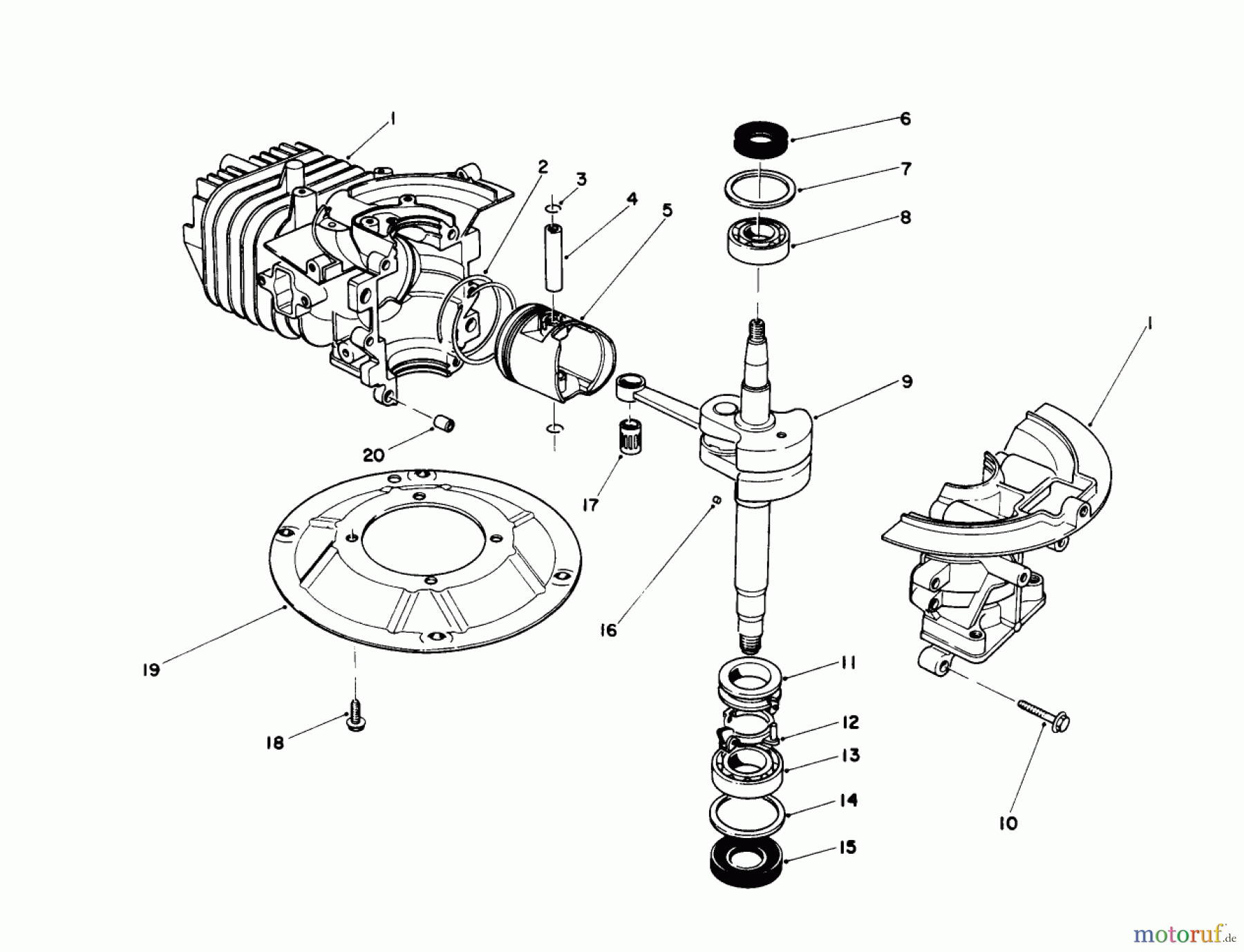 Toro Neu Mowers, Walk-Behind Seite 2 26683 - Toro Rear Bagger Mower, 1992 (2000001-2999999) CRANKSHAFT ASSEMBLY (ENGINE NO. 47PLO-2)