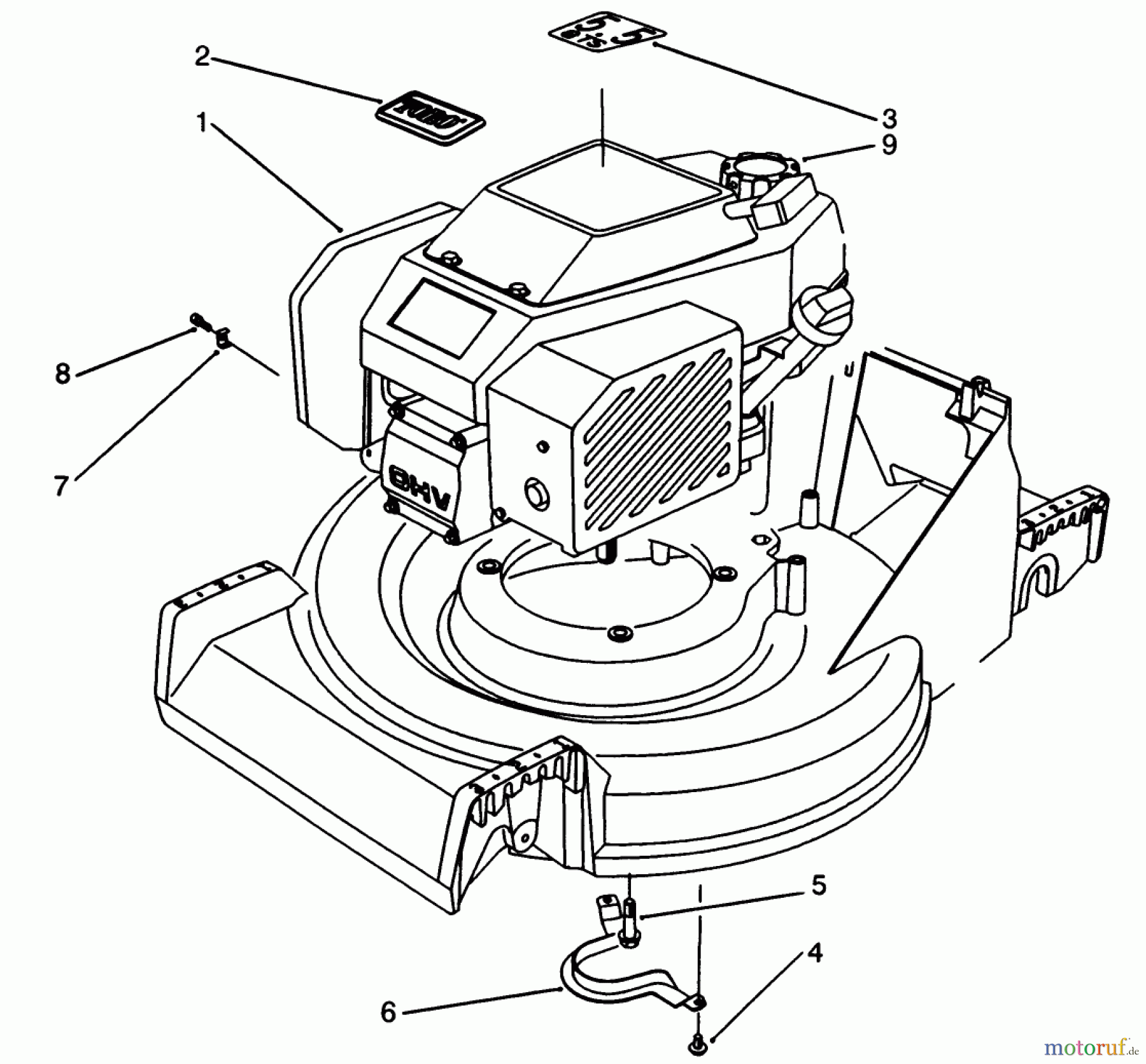 Toro Neu Mowers, Walk-Behind Seite 2 27501 - Toro Lawnmower, 1992 (2000001-2999999) ENGINE ASSEMBLY