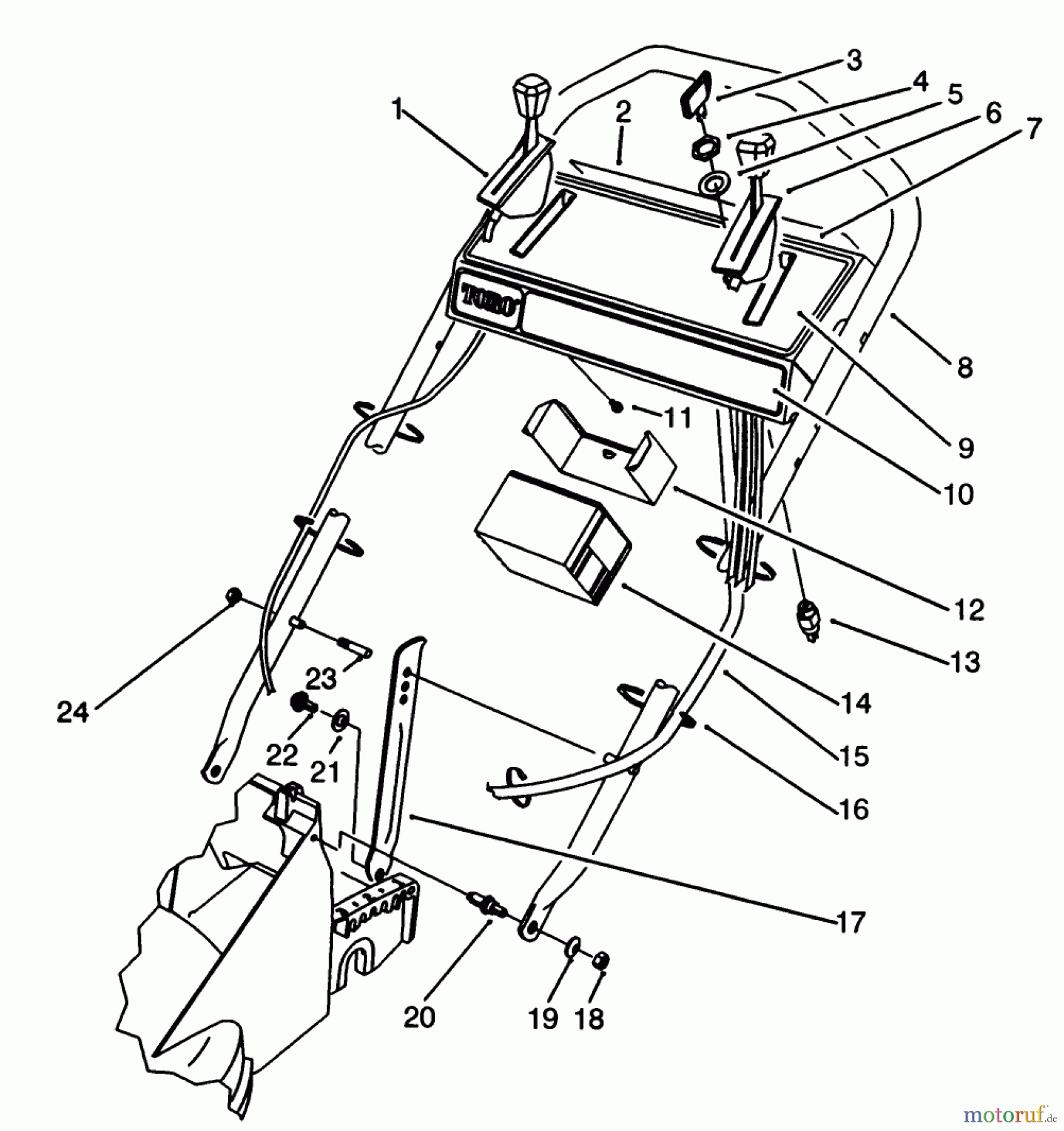  Toro Neu Mowers, Walk-Behind Seite 2 27501 - Toro Lawnmower, 1992 (2000001-2999999) HANDLE ASSEMBLY