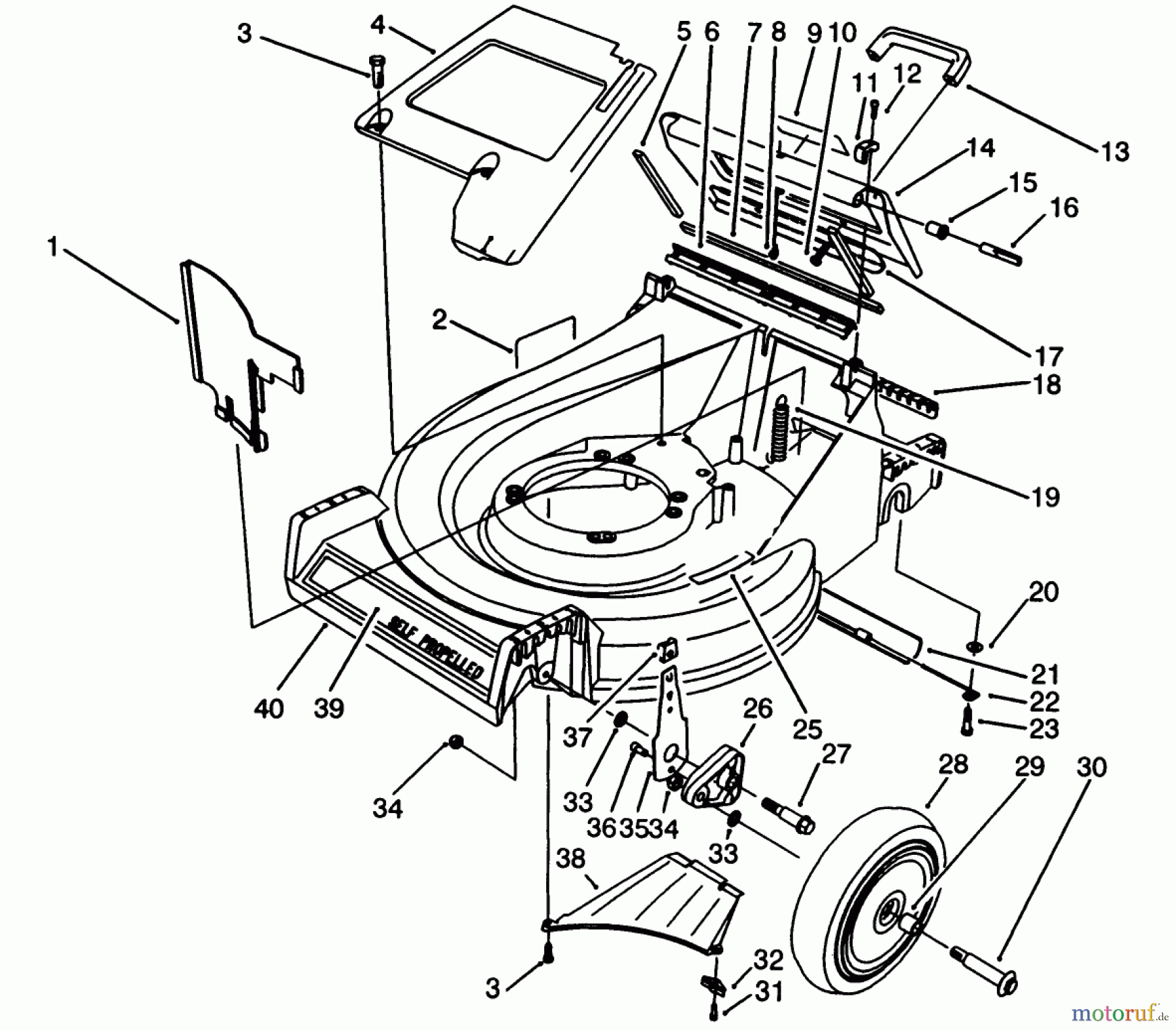 Toro Neu Mowers, Walk-Behind Seite 2 27501 - Toro Lawnmower, 1992 (2000001-2999999) HOUSING ASSEMBLY