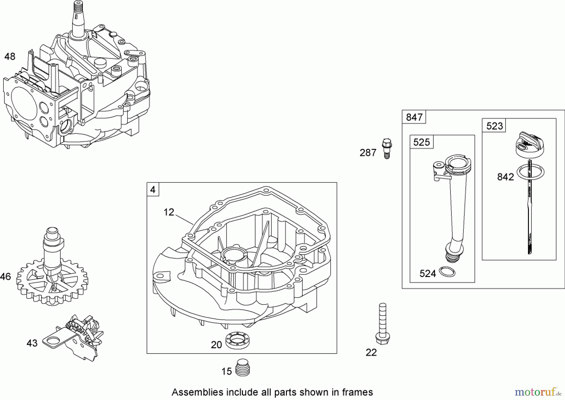 Toro Neu Mowers, Walk-Behind Seite 2 446E (R48) - Toro R48 Recycling Mower, 2008 (SN 280000001-290999999) CRANKCASE ASSEMBLY BRIGGS AND STRATTON 126T02-1841-B1