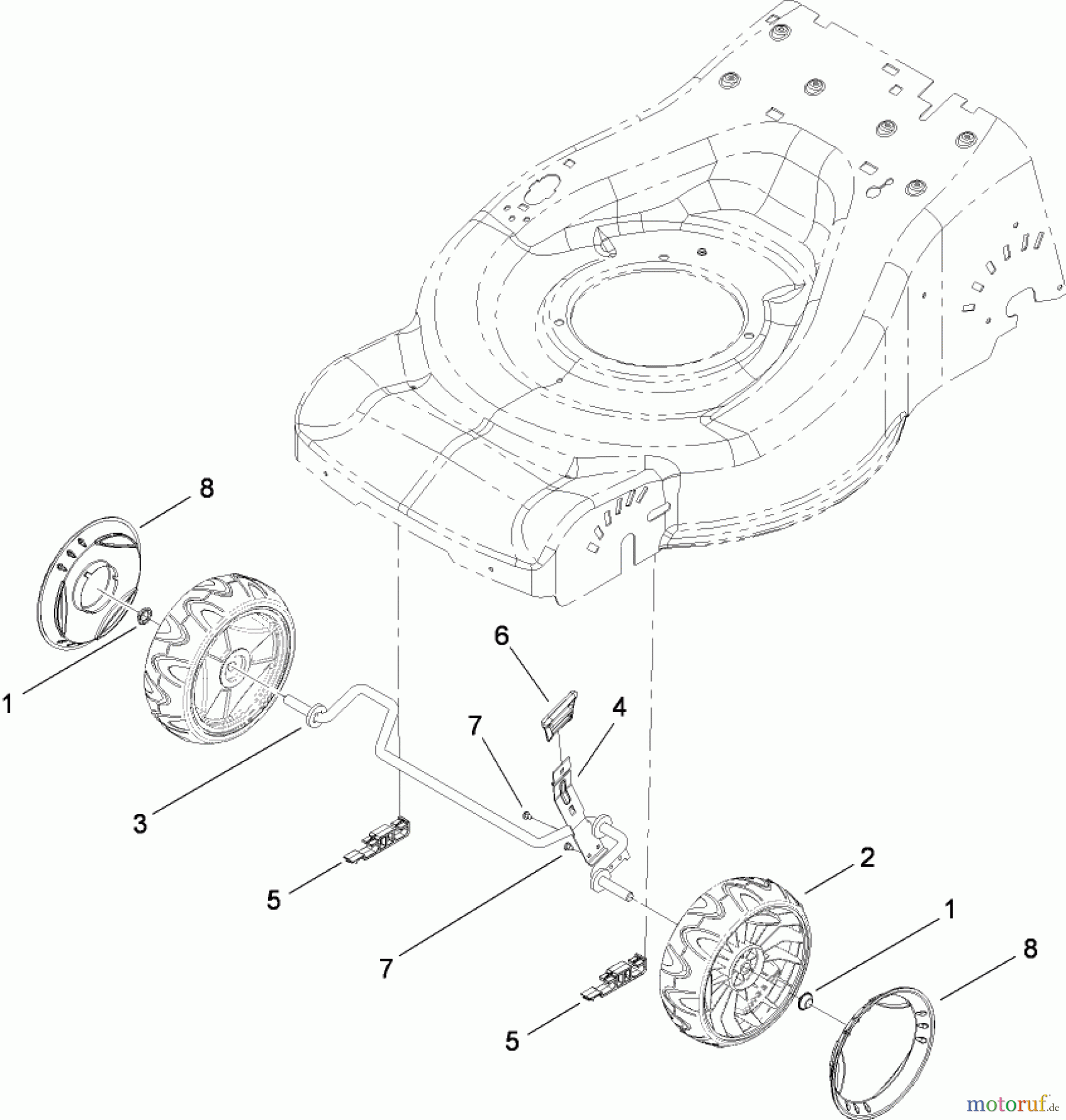 Toro Neu Mowers, Walk-Behind Seite 2 446E (R48) - Toro R48 Recycling Mower, 2008 (SN 280000001-290999999) HEIGHT-OF-CUT AND FRONT WHEEL ASSEMBLY