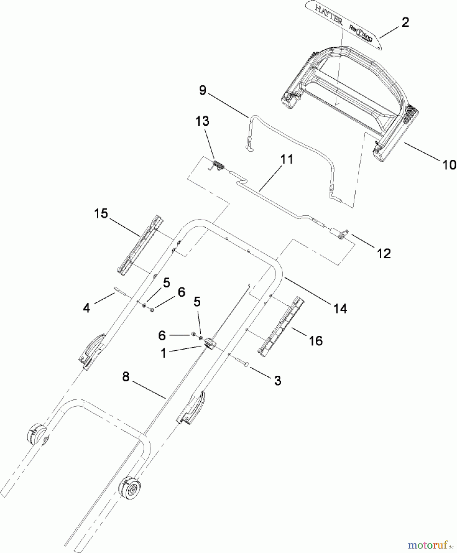Toro Neu Mowers, Walk-Behind Seite 2 446E (R48) - Toro R48 Recycling Mower, 2008 (SN 280000001-290999999) UPPER HANDLE ASSEMBLY