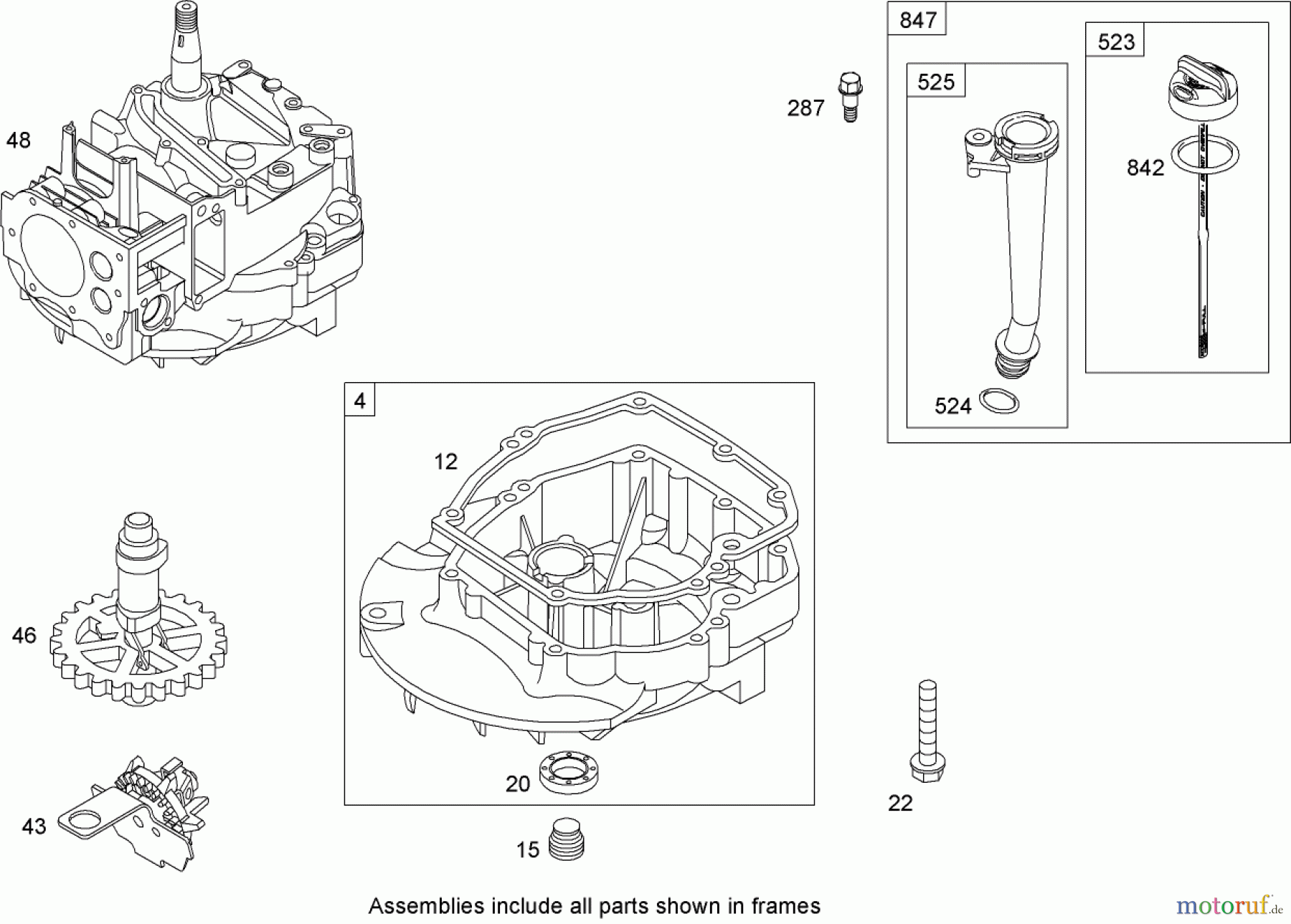 Toro Neu Mowers, Walk-Behind Seite 2 447E (R48) - Toro R48 Recycling Mower, 2008 (SN 280000001-290999999) CRANKCASE ASSEMBLY BRIGGS AND STRATTON 126T05-1840-B1