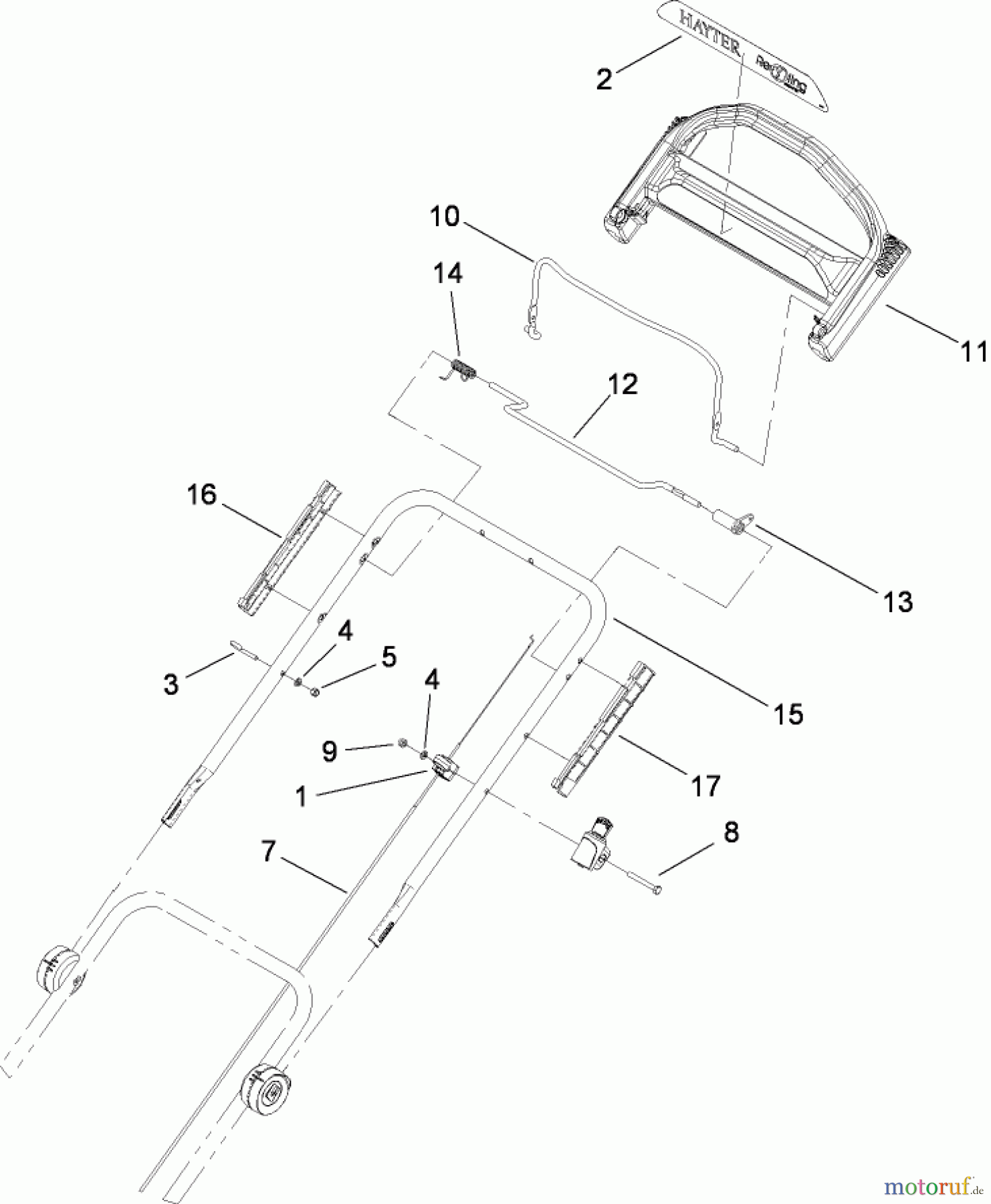 Toro Neu Mowers, Walk-Behind Seite 2 447E (R48) - Toro R48 Recycling Mower, 2008 (SN 280000001-290999999) UPPER HANDLE ASSEMBLY