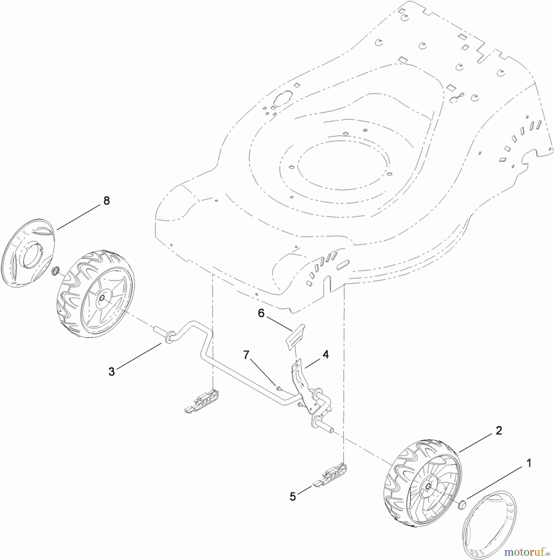  Toro Neu Mowers, Walk-Behind Seite 2 447F (R48) - Toro R48 Recycling Mower, 2010 (310000001-310999999) FRONT WHEEL ASSEMBLY