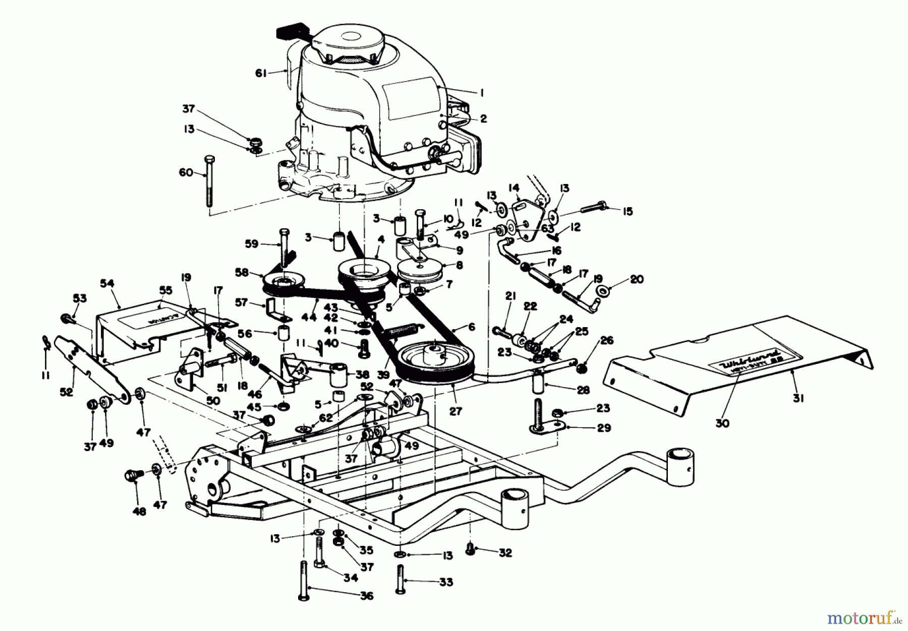 Toro Neu Mowers, Wide-Area Walk-Behind 23267 - Toro Lawnmower, 1978 (8000001-8999999) ENGINE AND FRAME ASSEMBLY