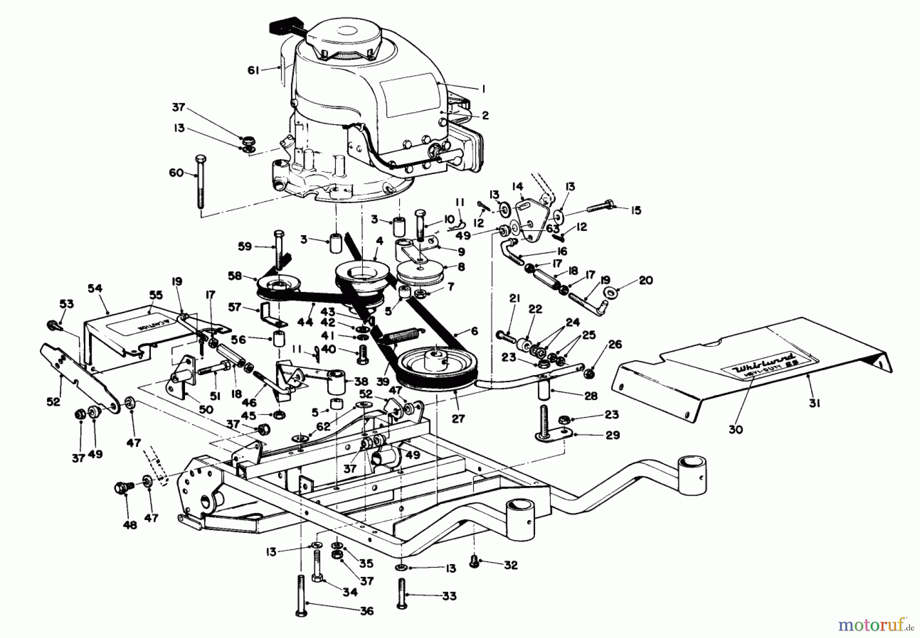 Toro Neu Mowers, Wide-Area Walk-Behind 23267 - Toro Lawnmower, 1979 (9000001-9999999) ENGINE AND FRAME ASSEMBLY