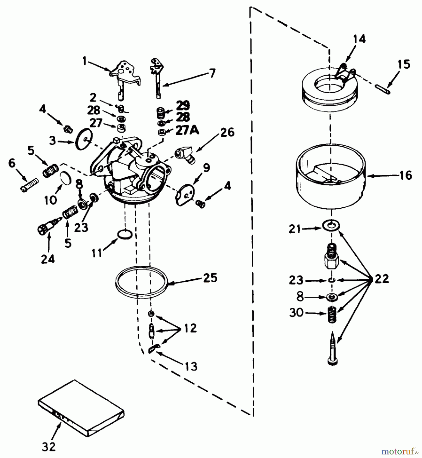  Toro Neu Mowers, Wide-Area Walk-Behind 23267 - Toro Lawnmower, 1984 (4000001-4999999) CARBURETOR MODEL NO. 632253